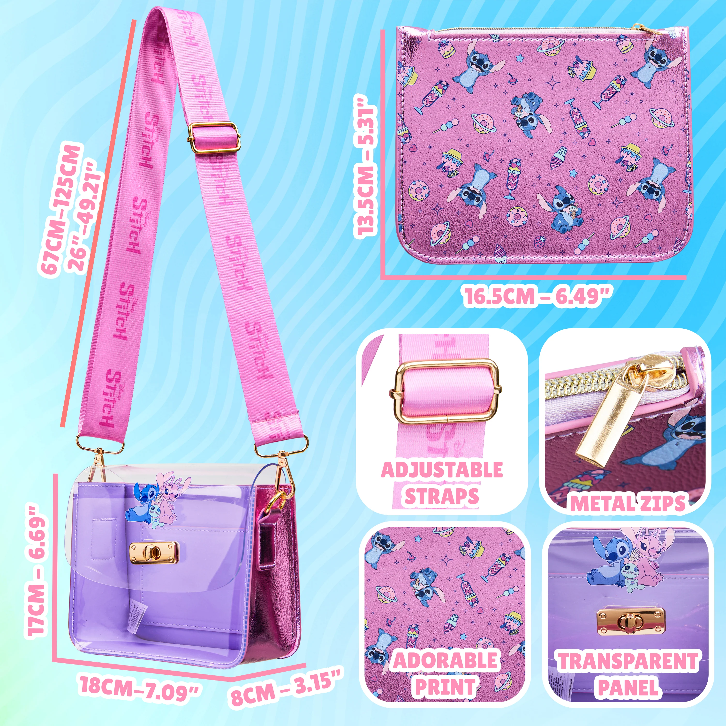 Disney Stitch Handbag for Girls Teens Crossbody Shoulder Bag and Zipped Coin Purse Travel Holiday Shopping Stitch Gifts - Image 6