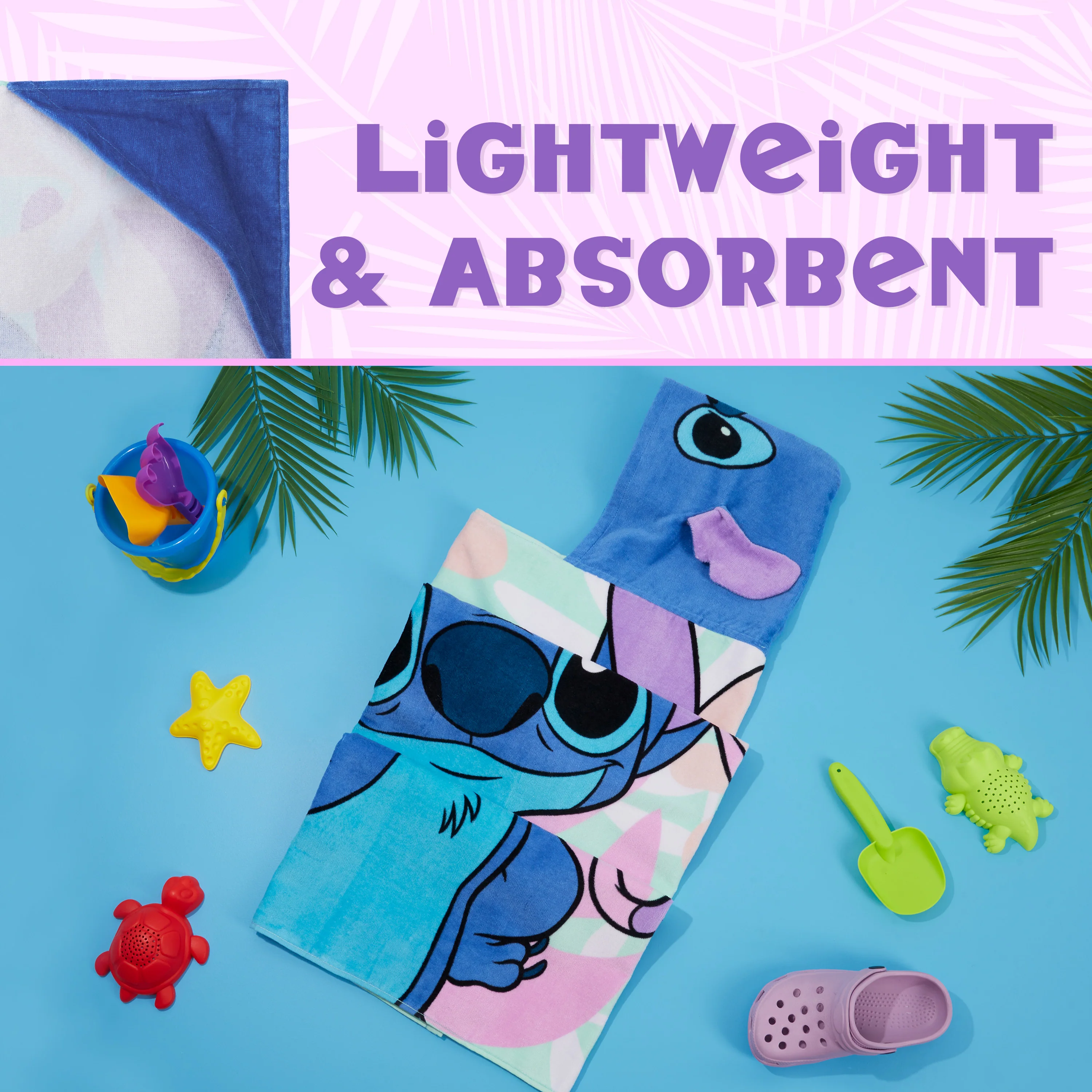 Disney Stitch Hooded Towel for Kids, Absorbent Bath Towel with Hood for the Pool, Beach Holiday Essentials - Image 4