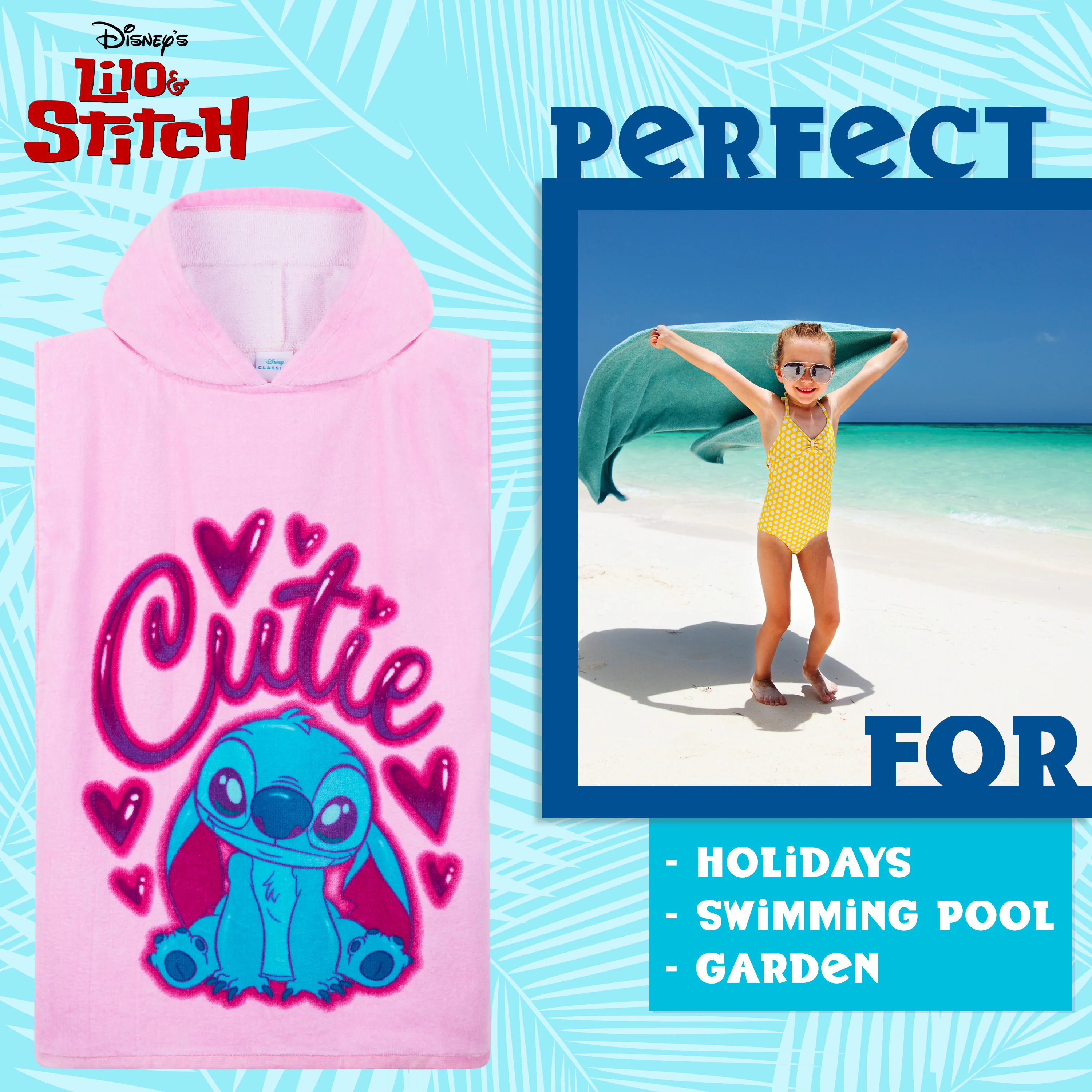 Disney Stitch Hooded Towel for Kids, Absorbent Bath Towel with Hood - Holiday Essentials - Image 3