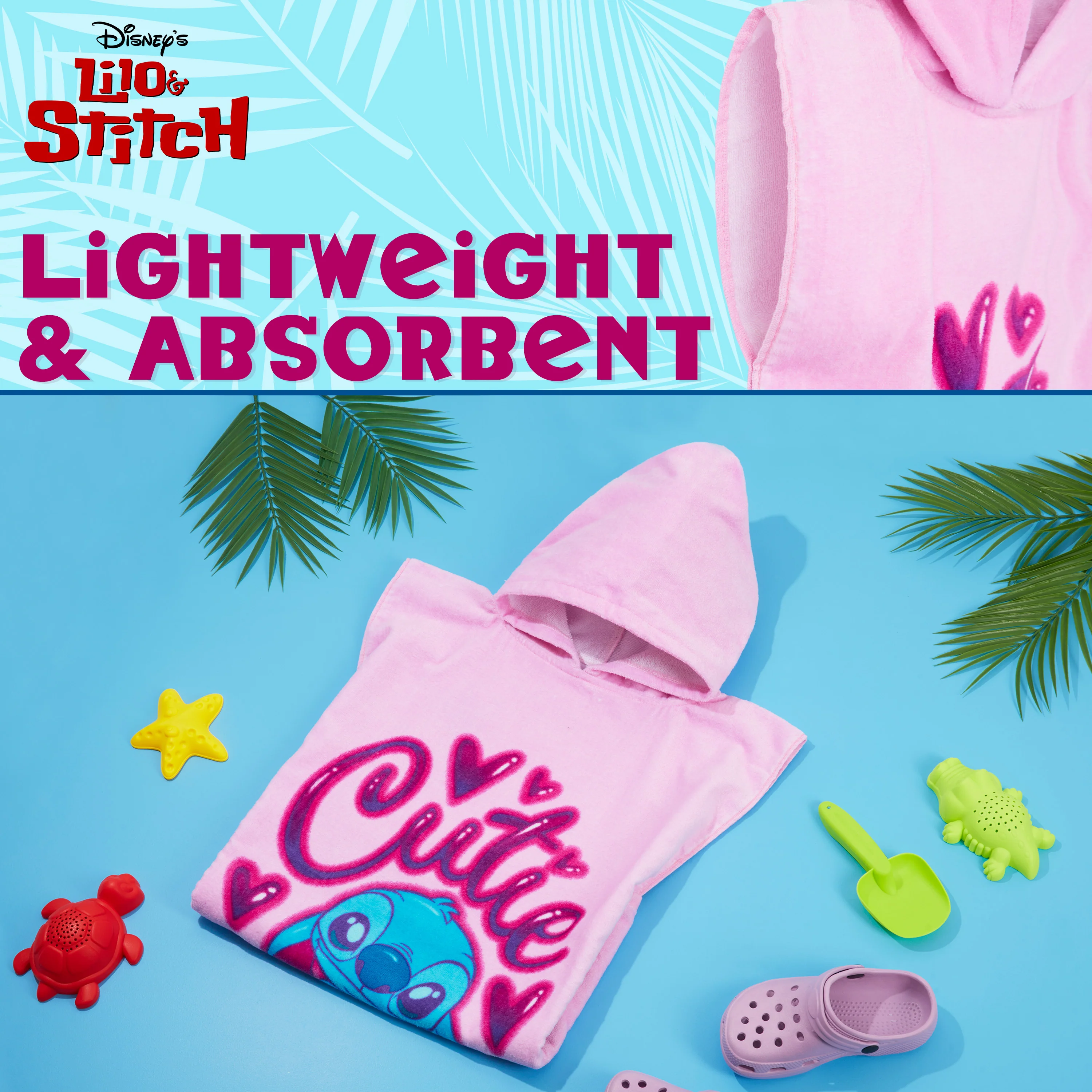 Disney Stitch Hooded Towel for Kids, Absorbent Bath Towel with Hood - Holiday Essentials - Image 4