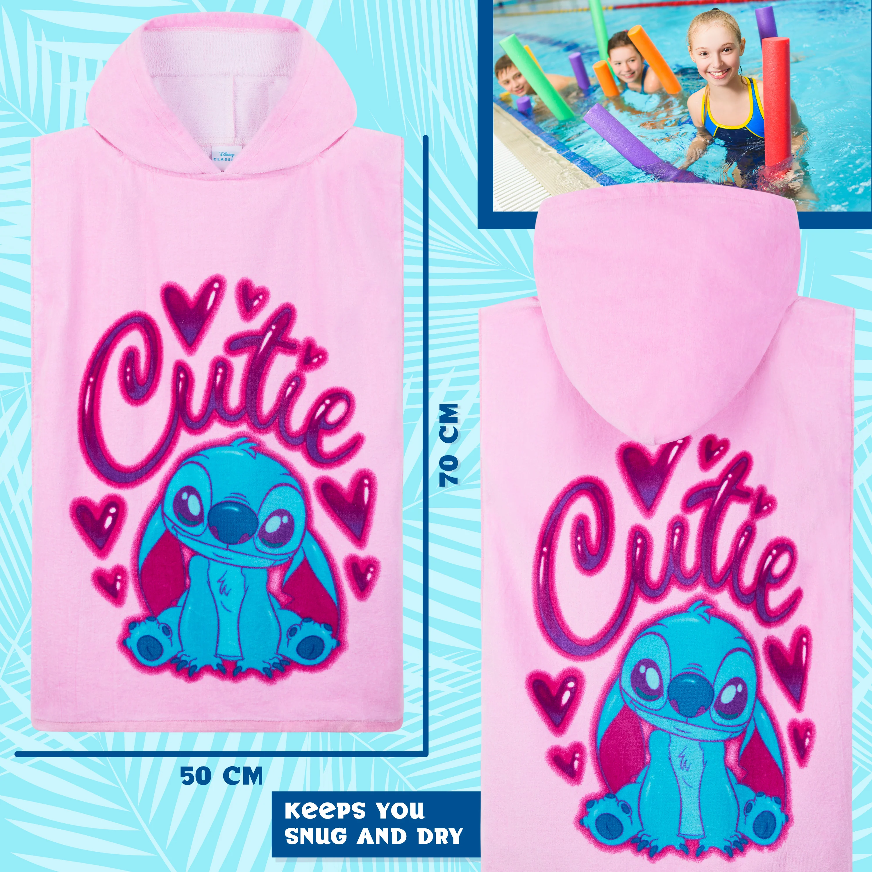 Disney Stitch Hooded Towel for Kids, Absorbent Bath Towel with Hood - Holiday Essentials - Image 5