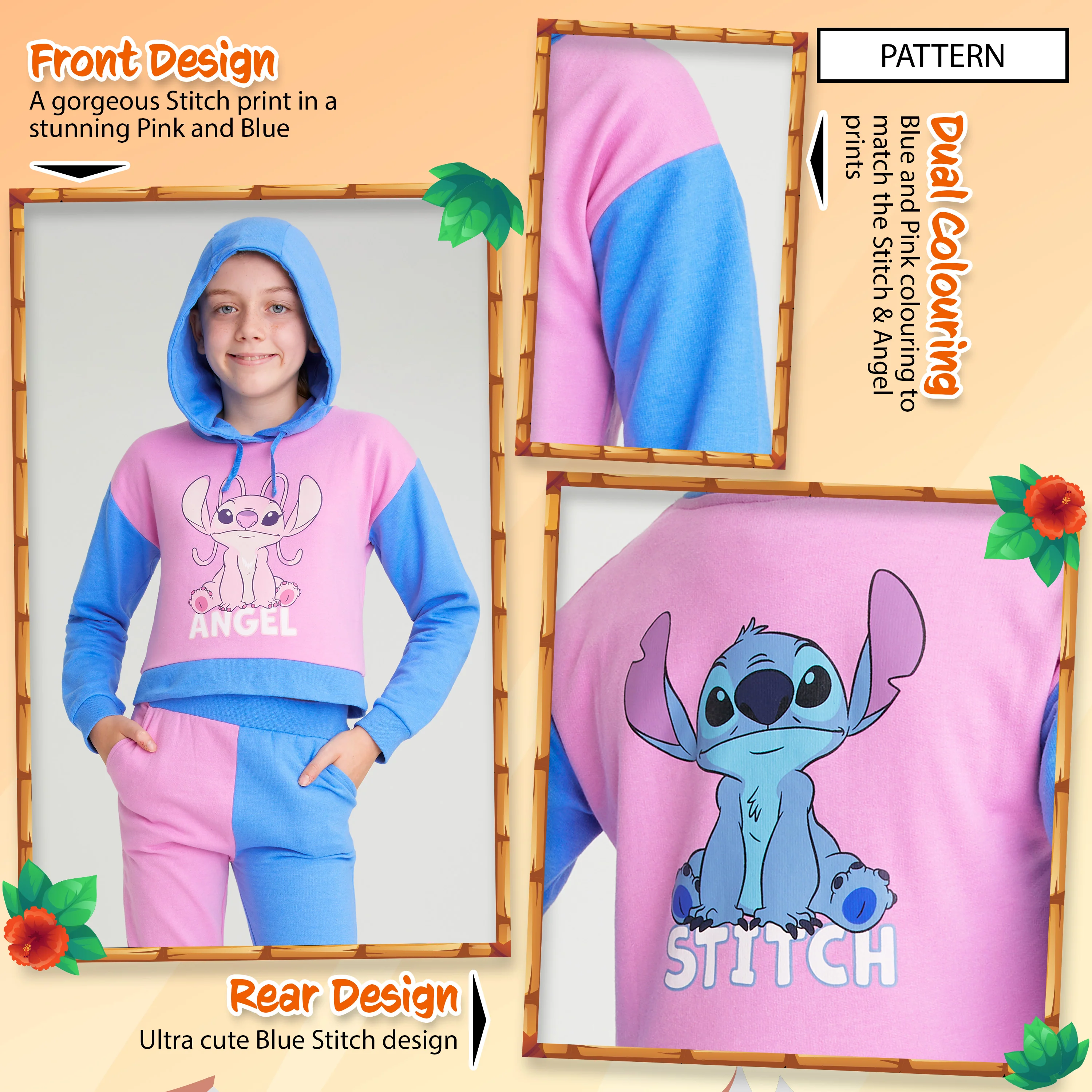 Disney Stitch Hoodie for Girls, Cropped Sweatshirt Kids Tracksuit, Stitch Gifts - Image 5