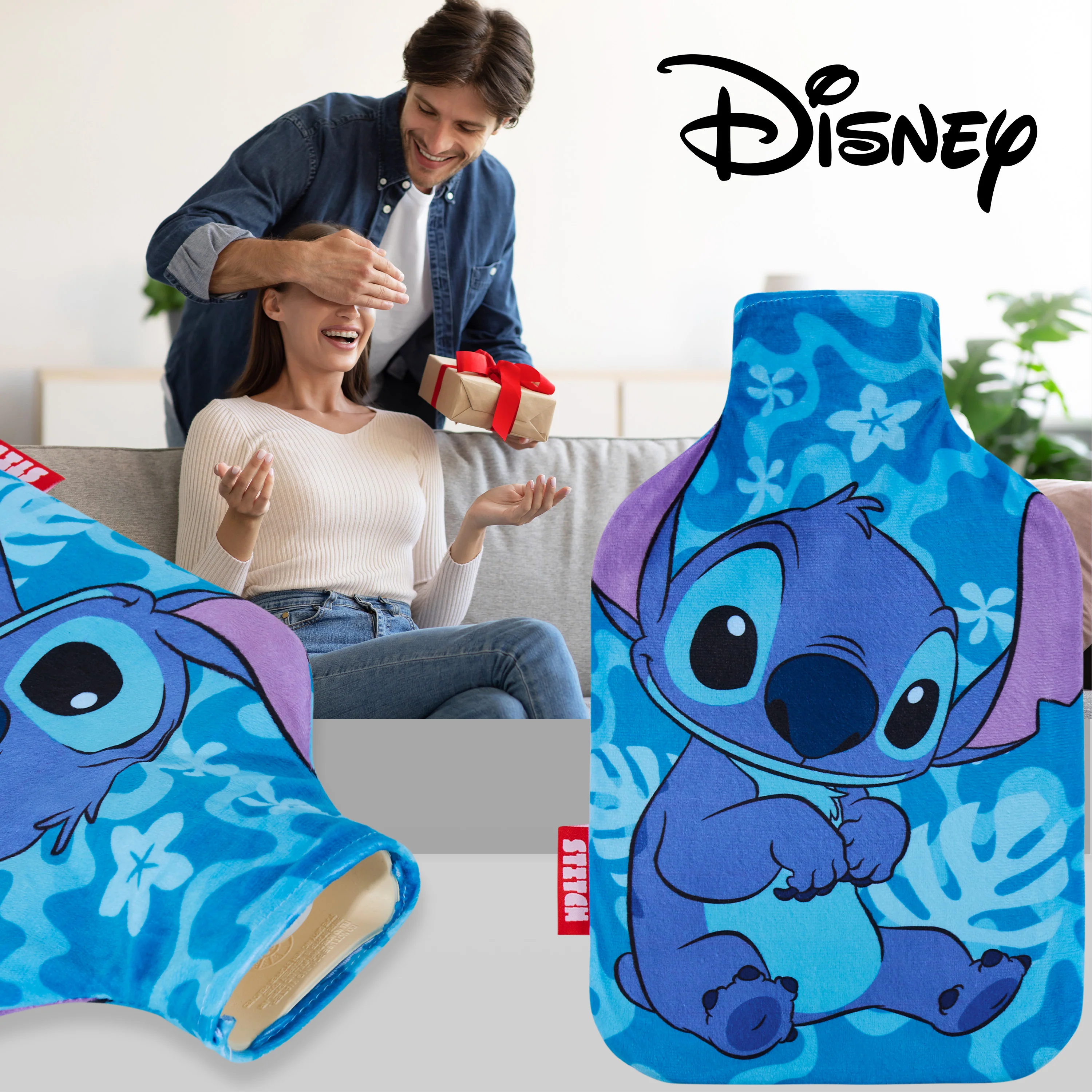 Disney Stitch Hot Water Bottle, Hot Water Bag with Soft Cover Hand Feet Warmer - Image 4