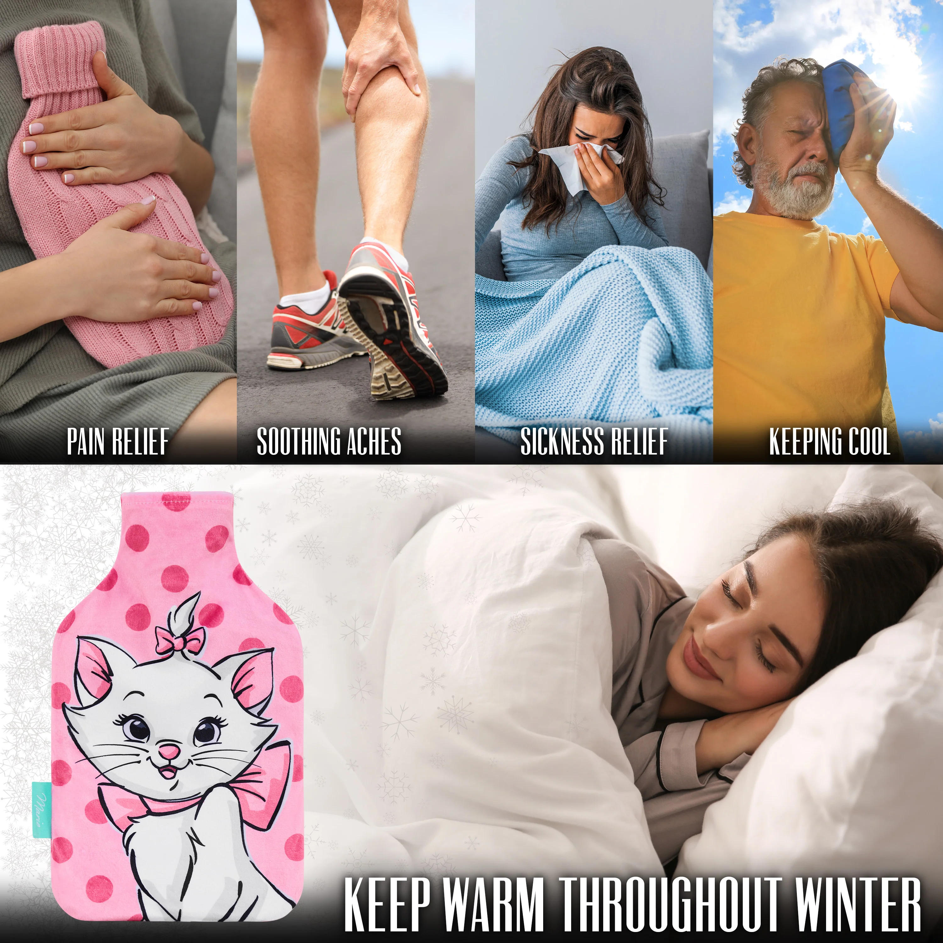 Disney Stitch Hot Water Bottle, Hot Water Bag with Soft Cover Hand Feet Warmer for Period Pain Neck Shoulder Muscle Joint Pain Relief, Stitch Gifts (Marie_1700 ML) - Image 3