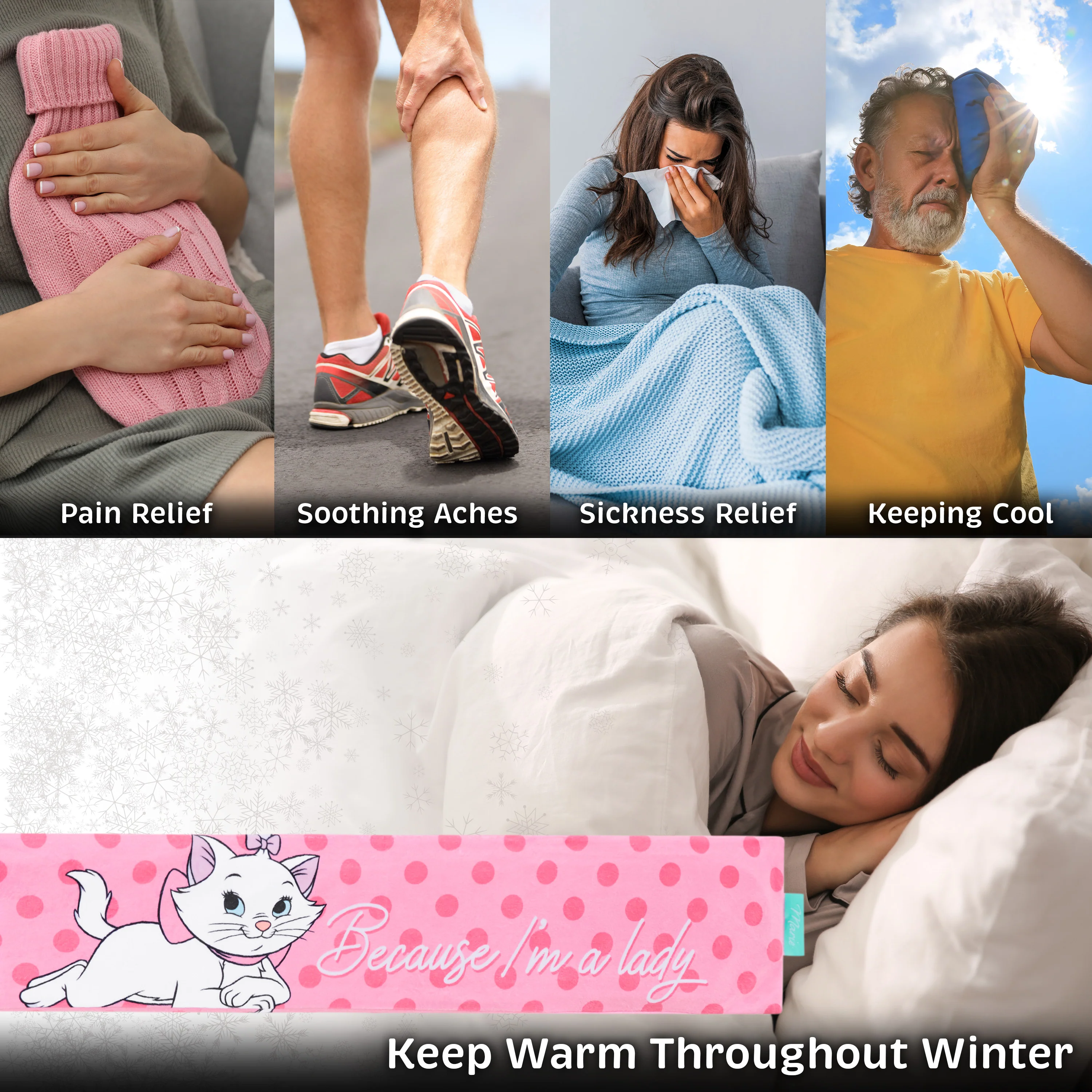 Disney Stitch Hot Water Bottle, Hot Water Bag with Soft Cover Hand Feet Warmer for Period Pain Neck Shoulder Muscle Joint Pain Relief, Stitch Gifts (Marie Long_2000 ML) - Image 3
