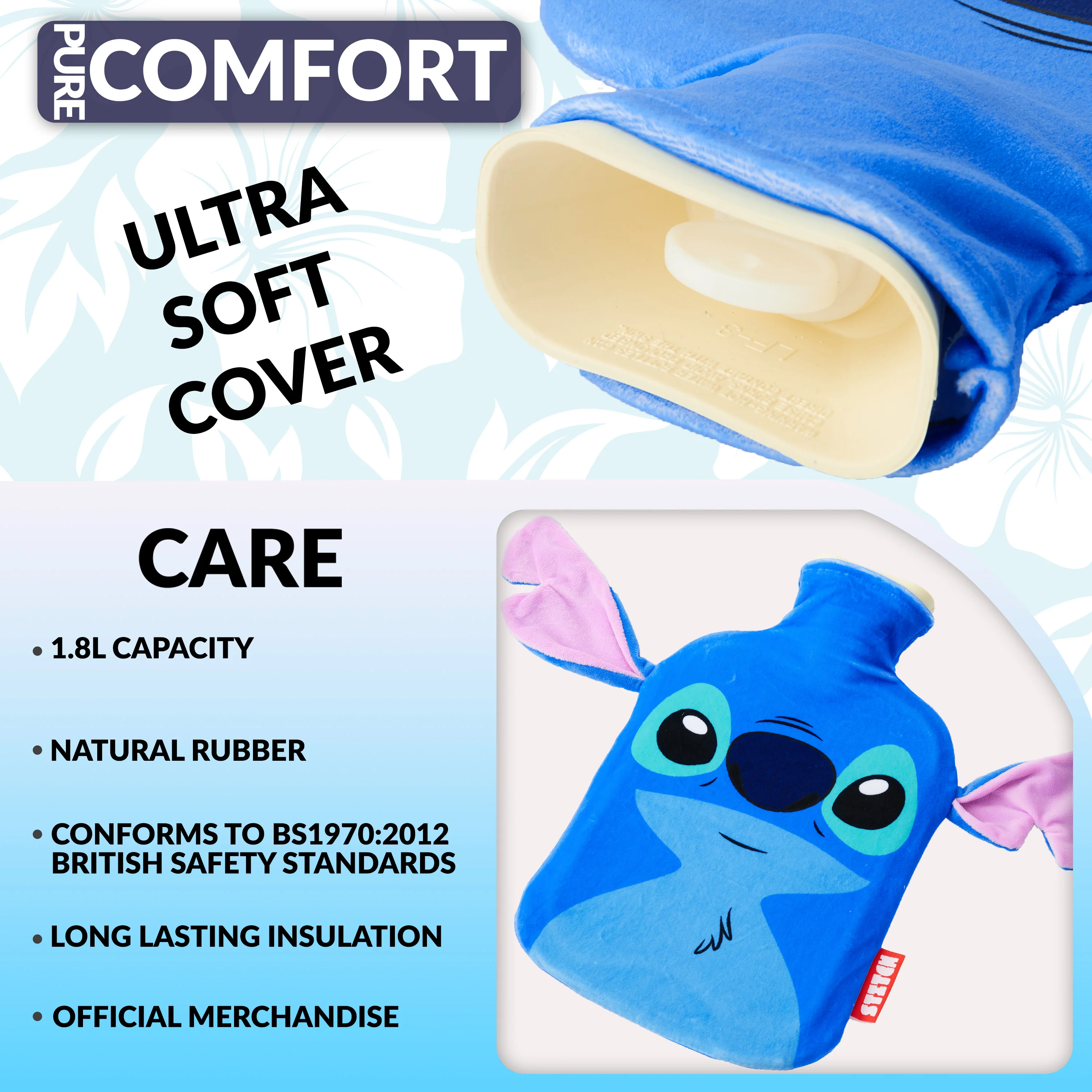 Disney Stitch Hot Water Bottle, Hot Water Bag with Soft Cover Hand Feet Warmer for Period Pain Neck Shoulder Muscle Joint Pain Relief, Stitch Gifts (Stitch_1800 ML) - Image 3