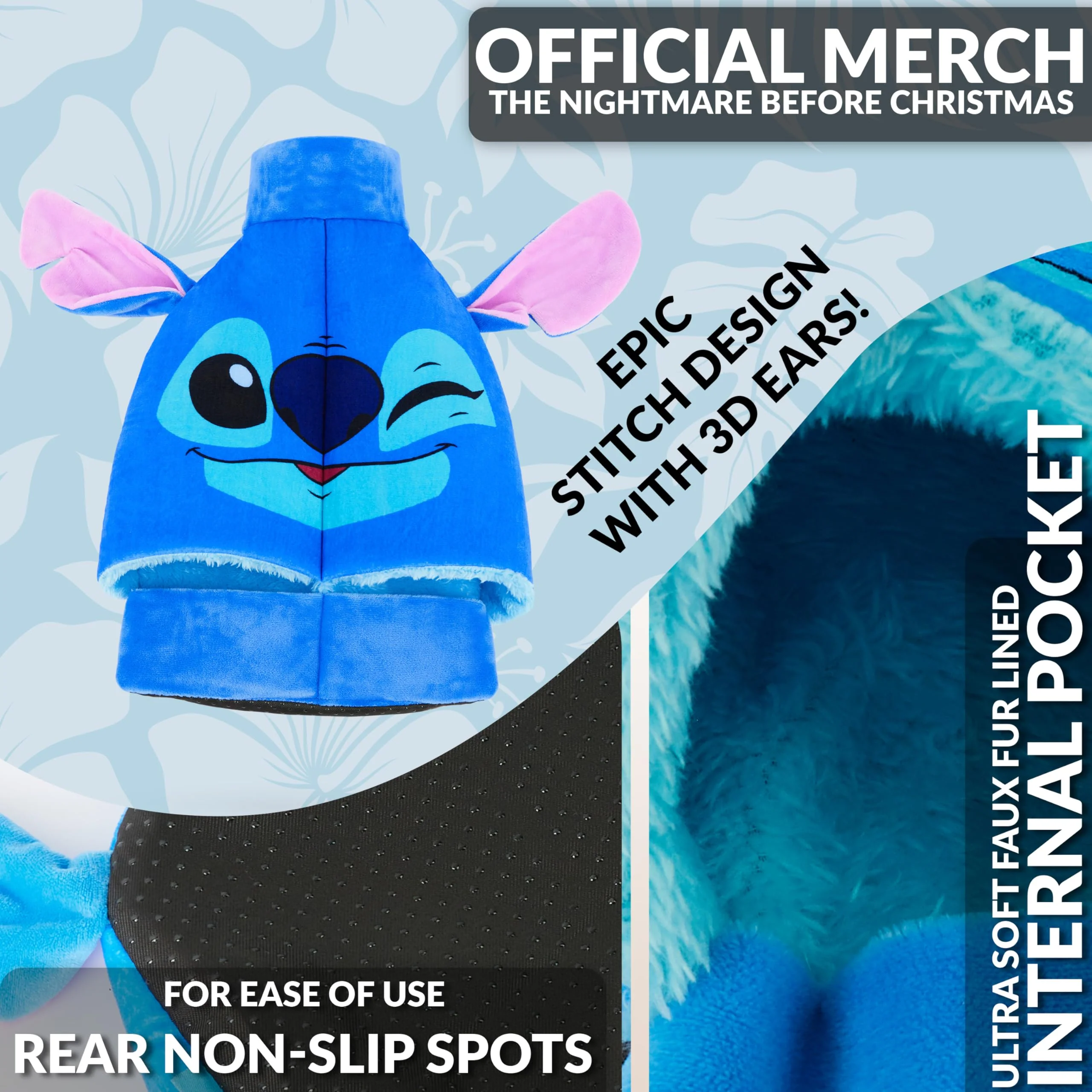 Disney Stitch Hot Water Bottle with Soft Cover - 1.8L Capacity - Stitch Gifts (Blue Plush Ears) - Image 4