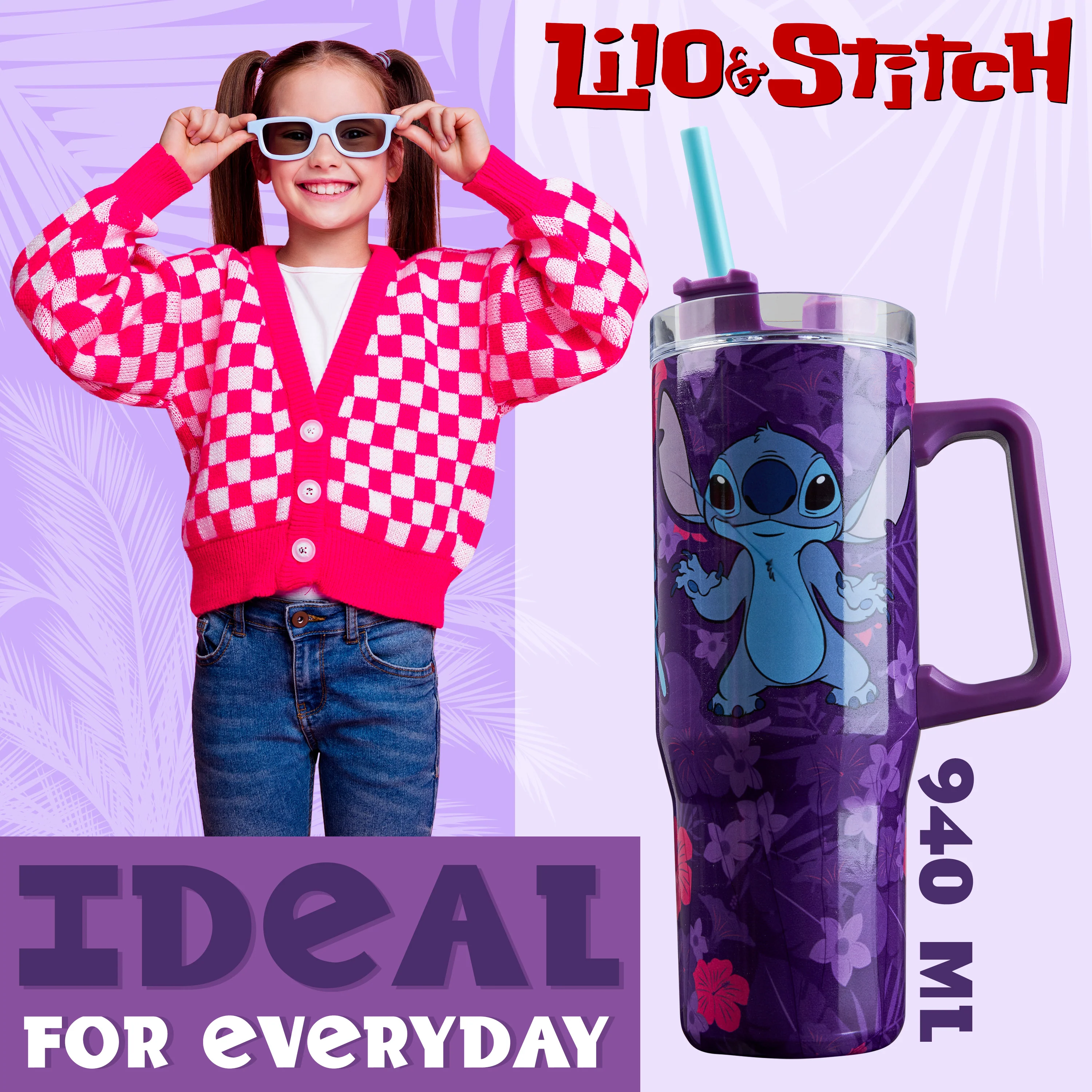 Disney Stitch Insulated Tumbler with Straw and Lid, 940ml - Stitch Gifts - Image 3