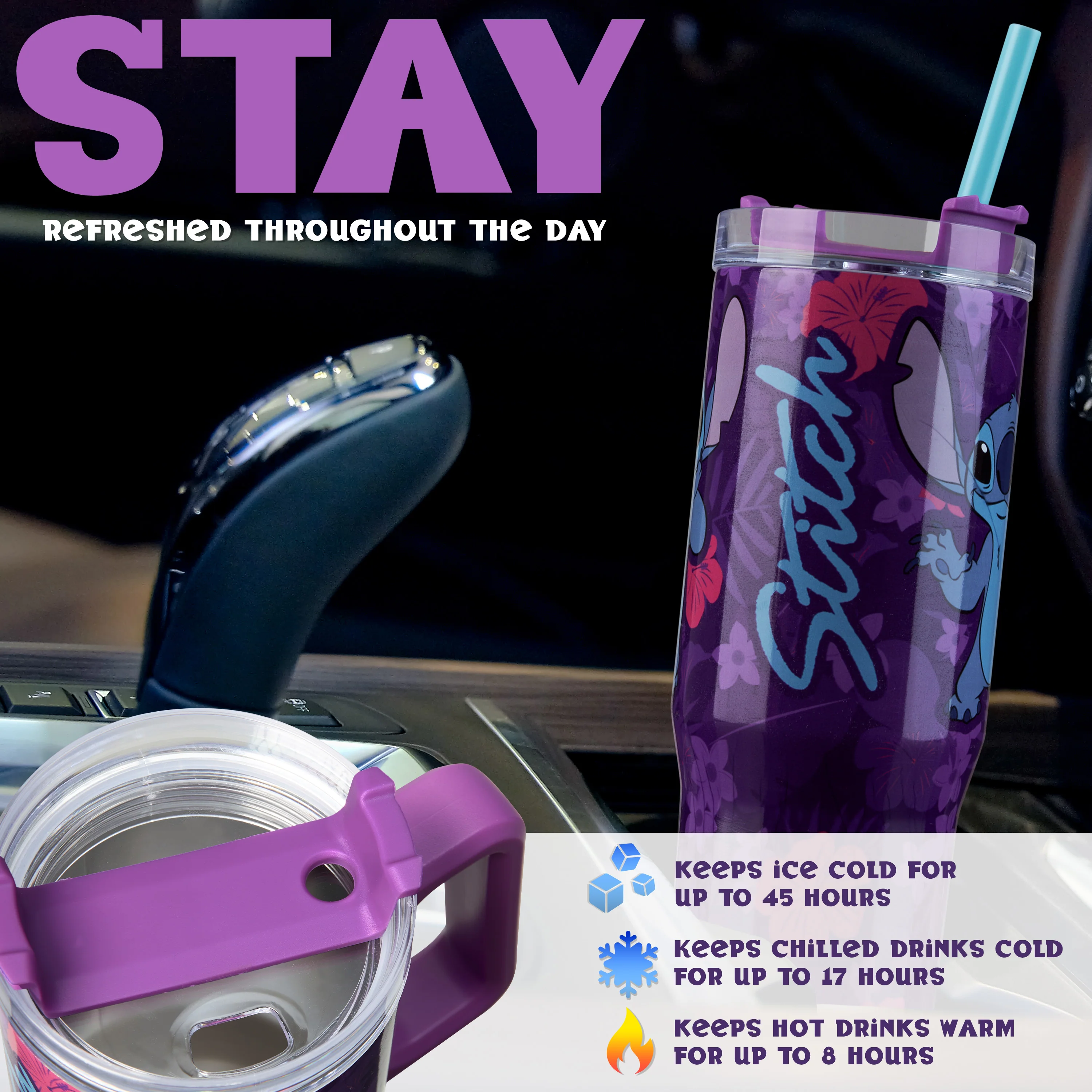 Disney Stitch Insulated Tumbler with Straw and Lid, 940ml - Stitch Gifts - Image 6