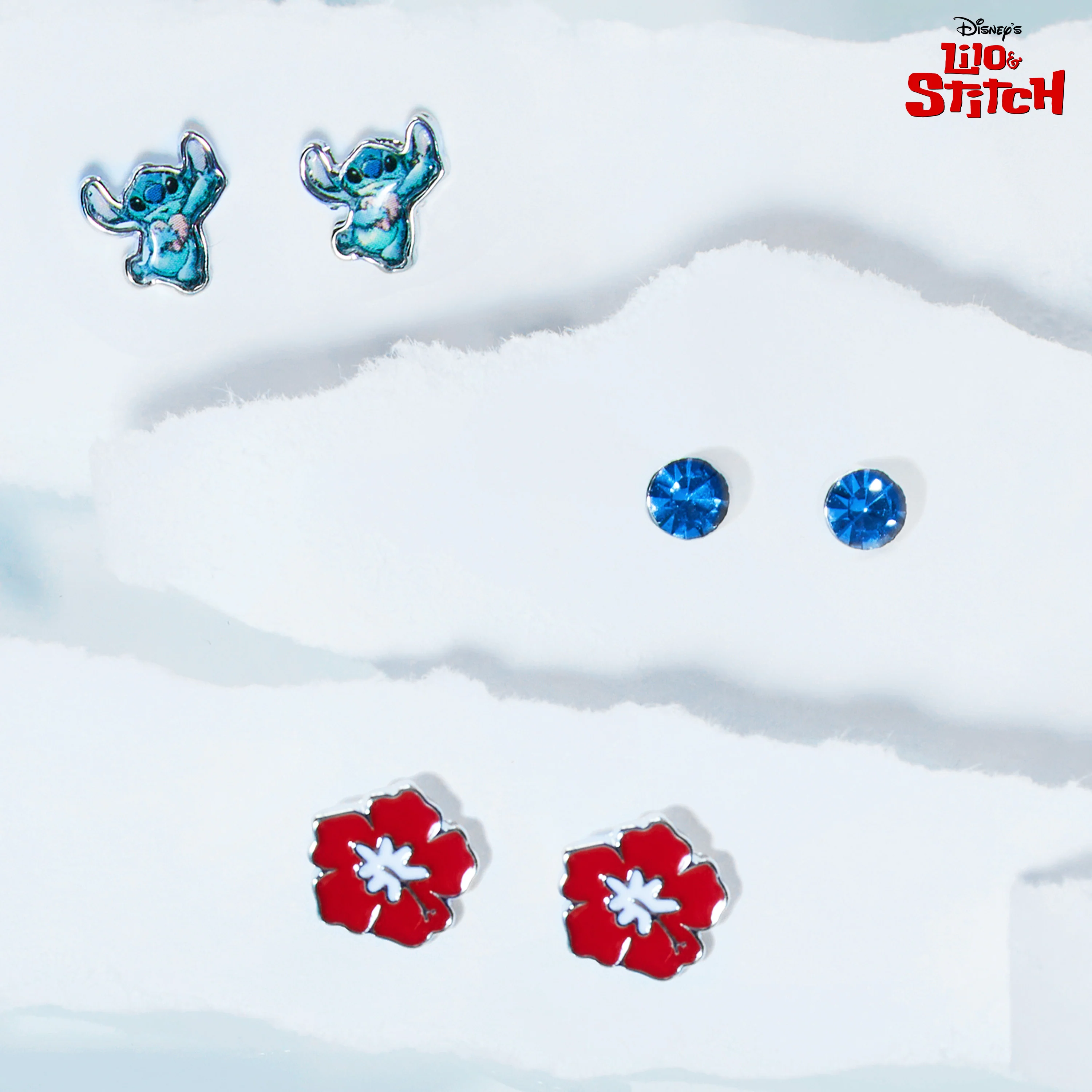 Disney Stitch Jewellery Sets for Girls - 3 Pairs of Stud Earrings - Image 2