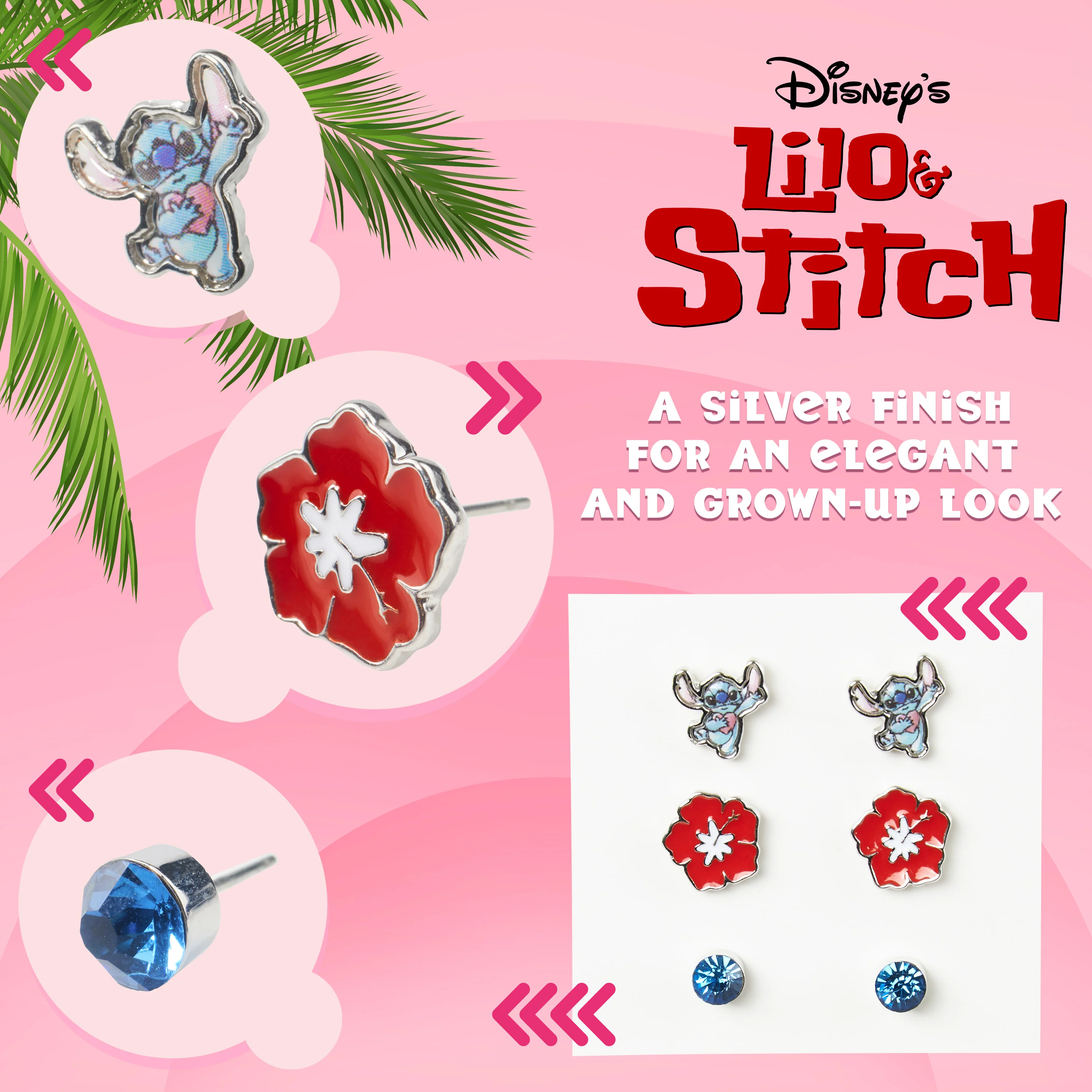Disney Stitch Jewellery Sets for Girls - 3 Pairs of Stud Earrings - Image 4
