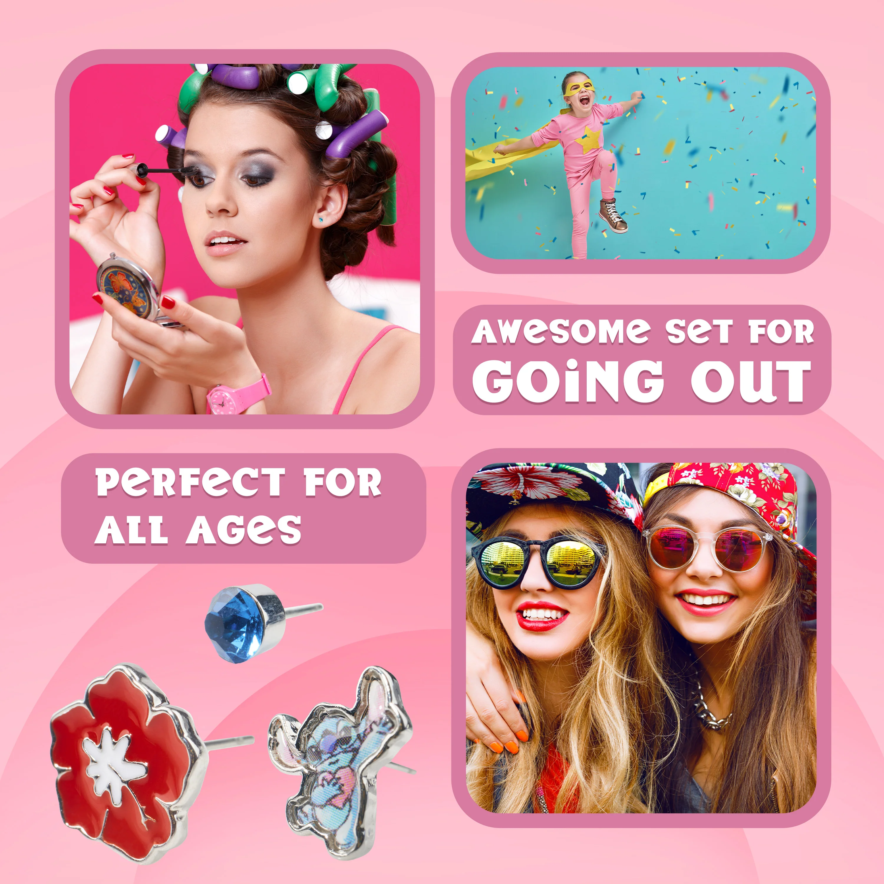 Disney Stitch Jewellery Sets for Girls - 3 Pairs of Stud Earrings - Image 5
