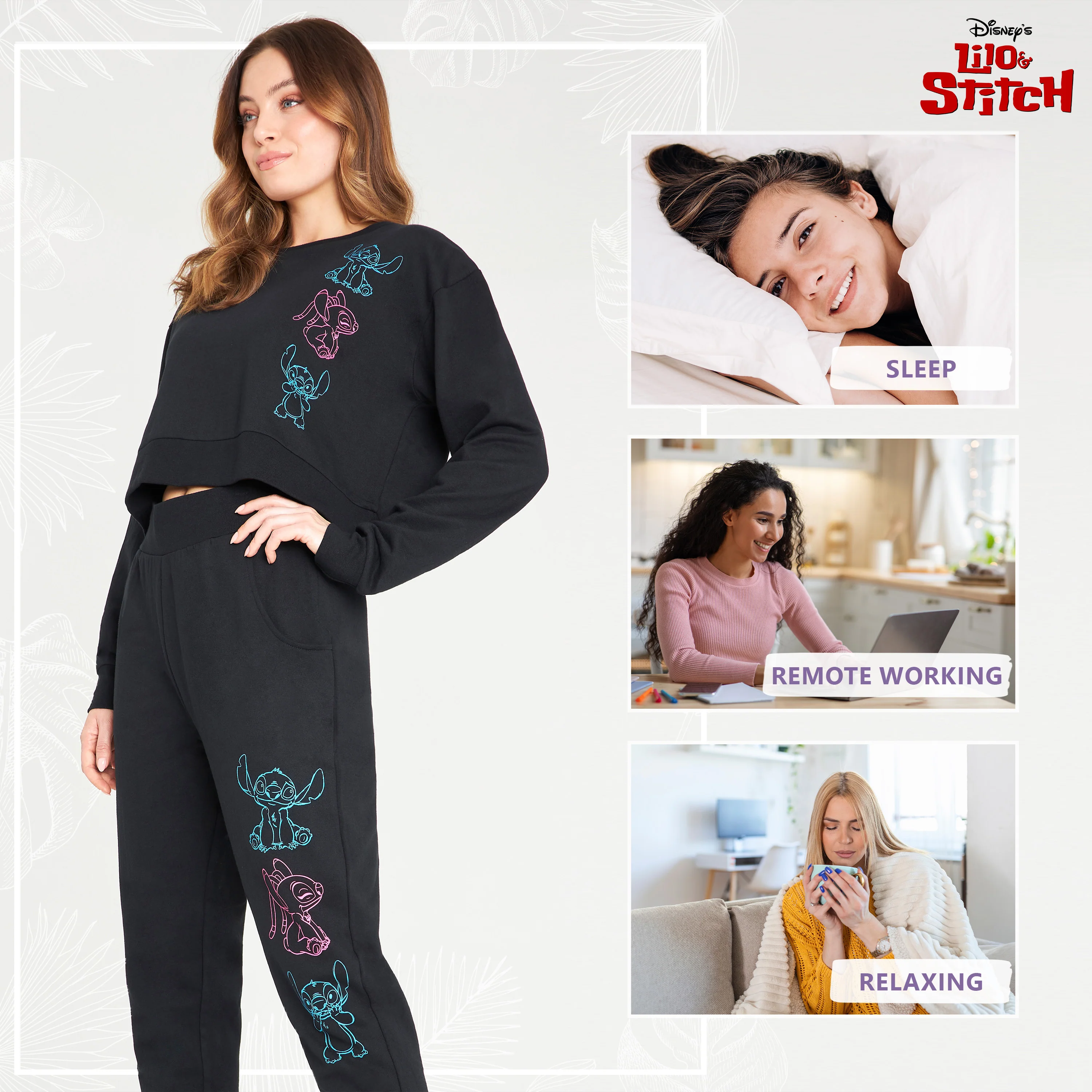 Disney Stitch Jogging Suit Women's Crop Top Tracksuit Teenager Leisure Suit - Image 4