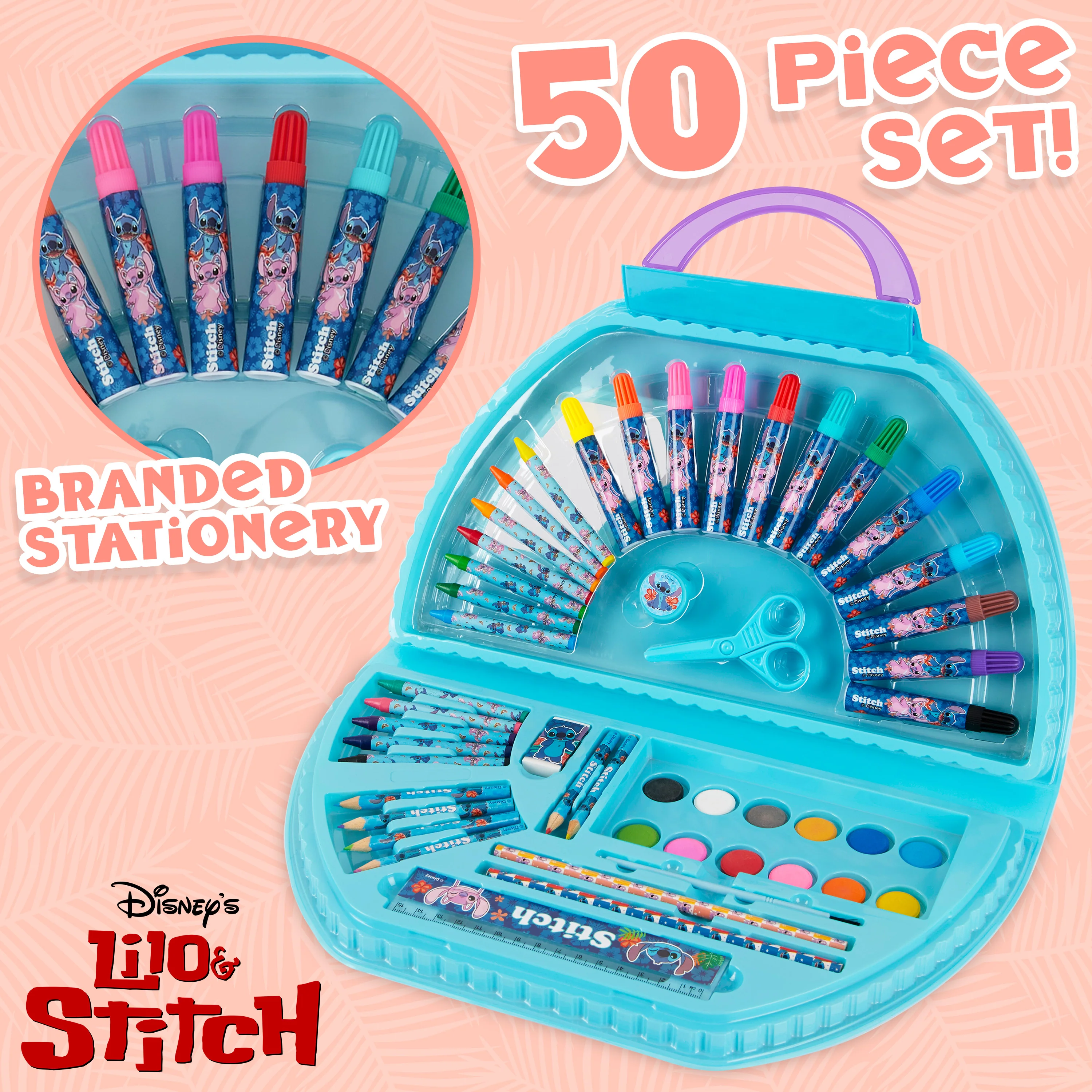Disney Stitch Kids Art Set 40 Plus Pieces Kids Colouring Sets Travel Art Supplies for Kids - Image 4