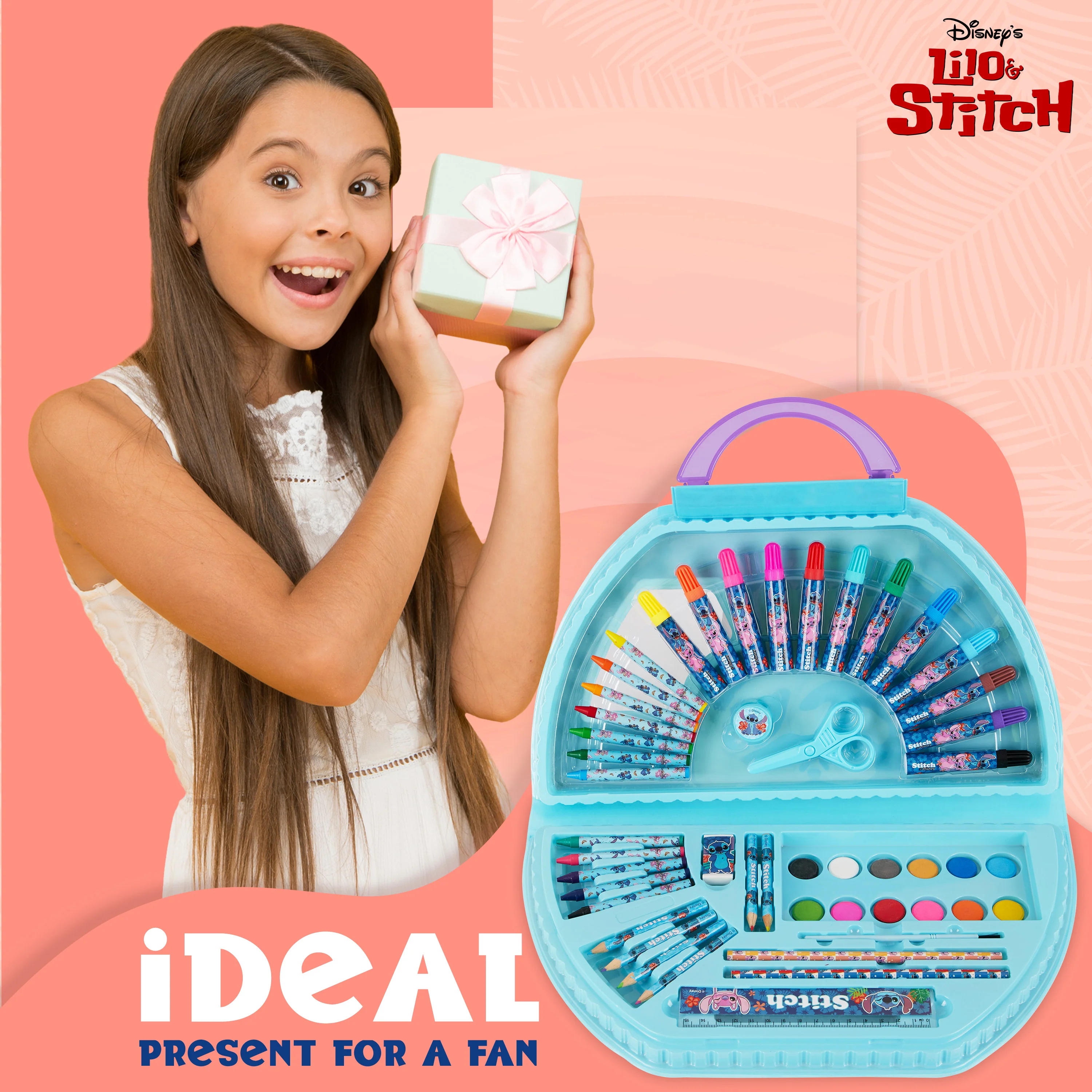Disney Stitch Kids Art Set 40 Plus Pieces Princess Kids Colouring Sets - Image 3
