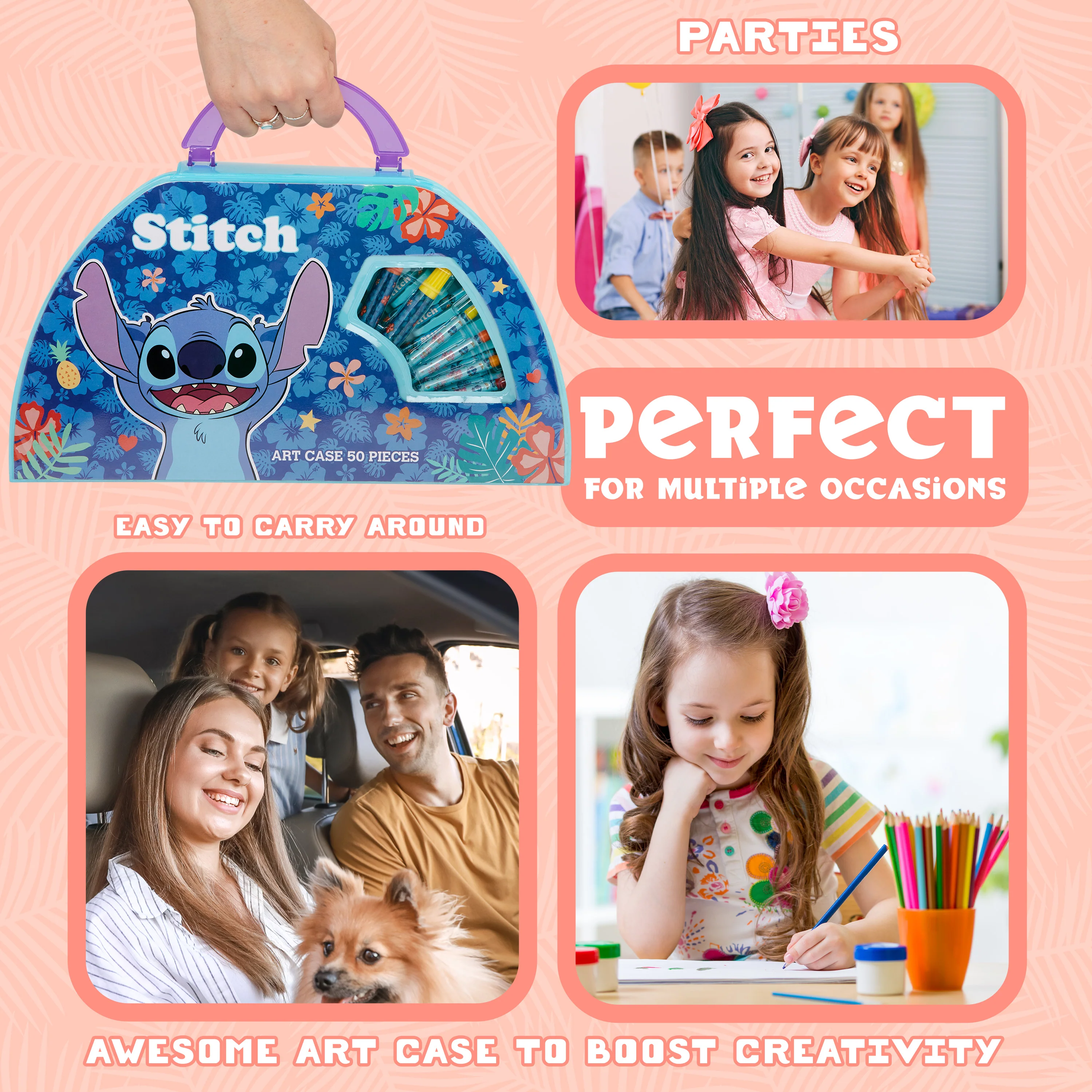 Disney Stitch Kids Art Set 40 Plus Pieces Princess Kids Colouring Sets - Image 5