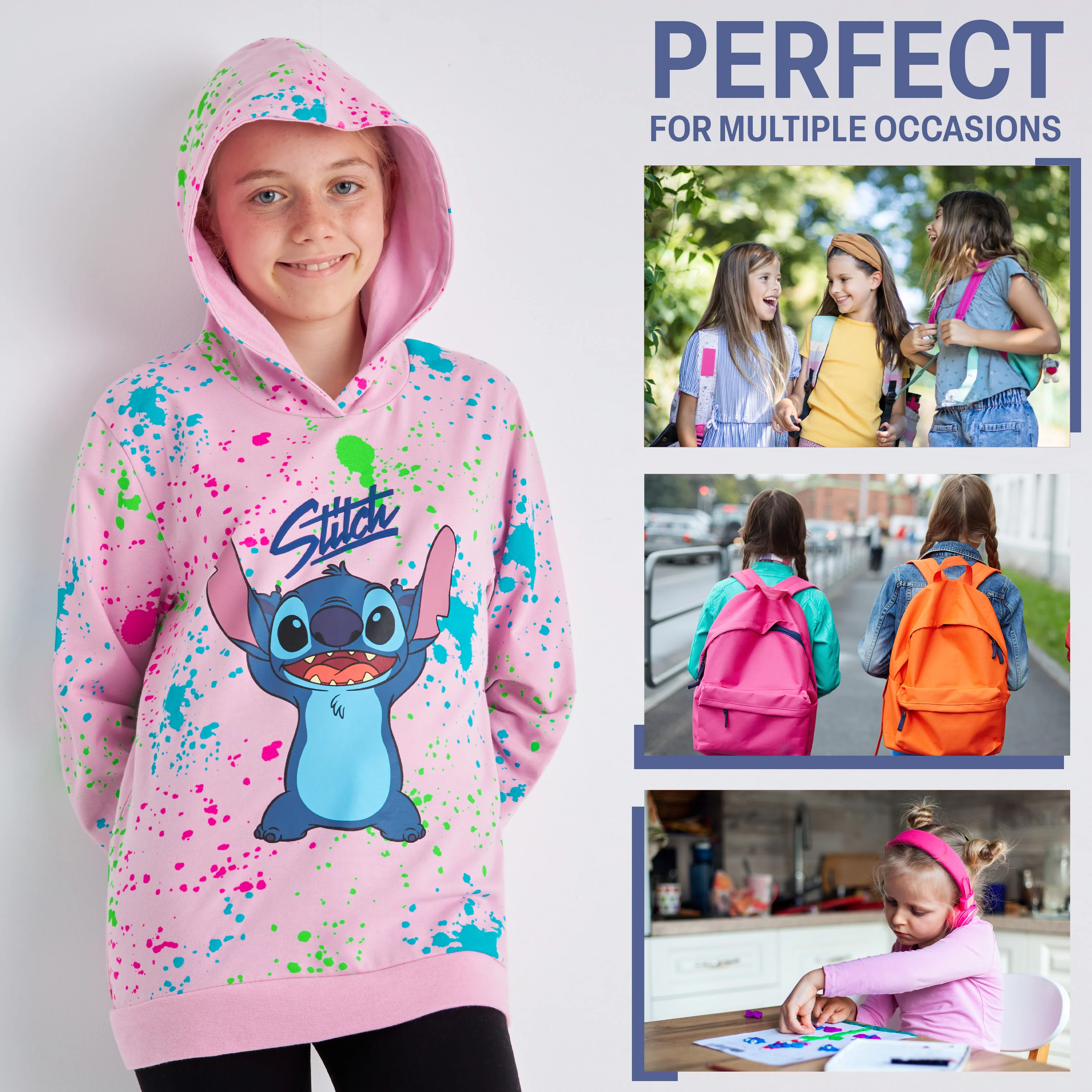 Disney Stitch Hoodie for Girls Teens, Warm Hooded Sweatshirt Soft Fashion Jumper Casual Activewear Long Sleeve Pullover Stitch Gifts - Image 4