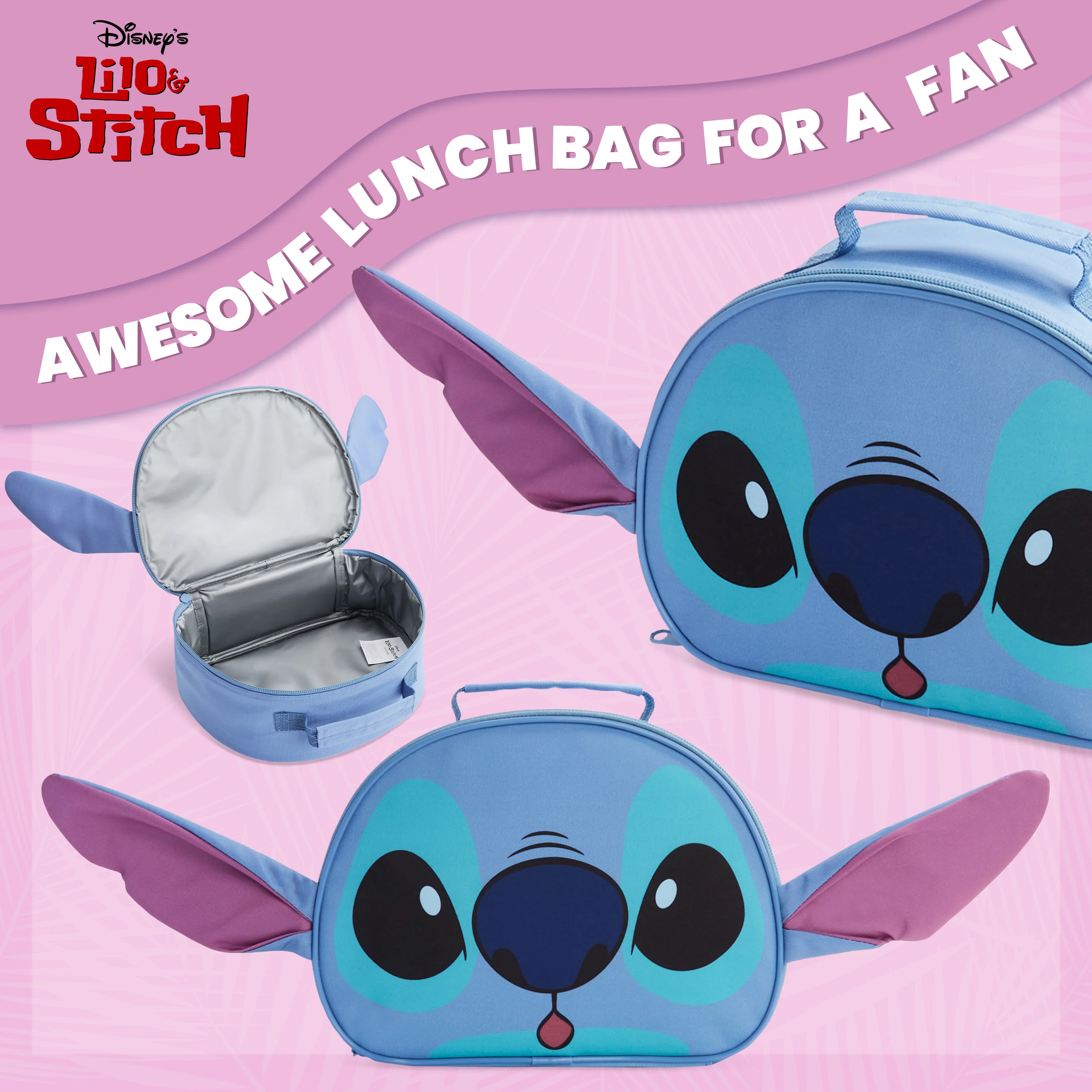 Disney Stitch Kids Lunch Bag with Insulated Lining, Lunch Cooler Bag for School  (Blue 3D) - Image 3