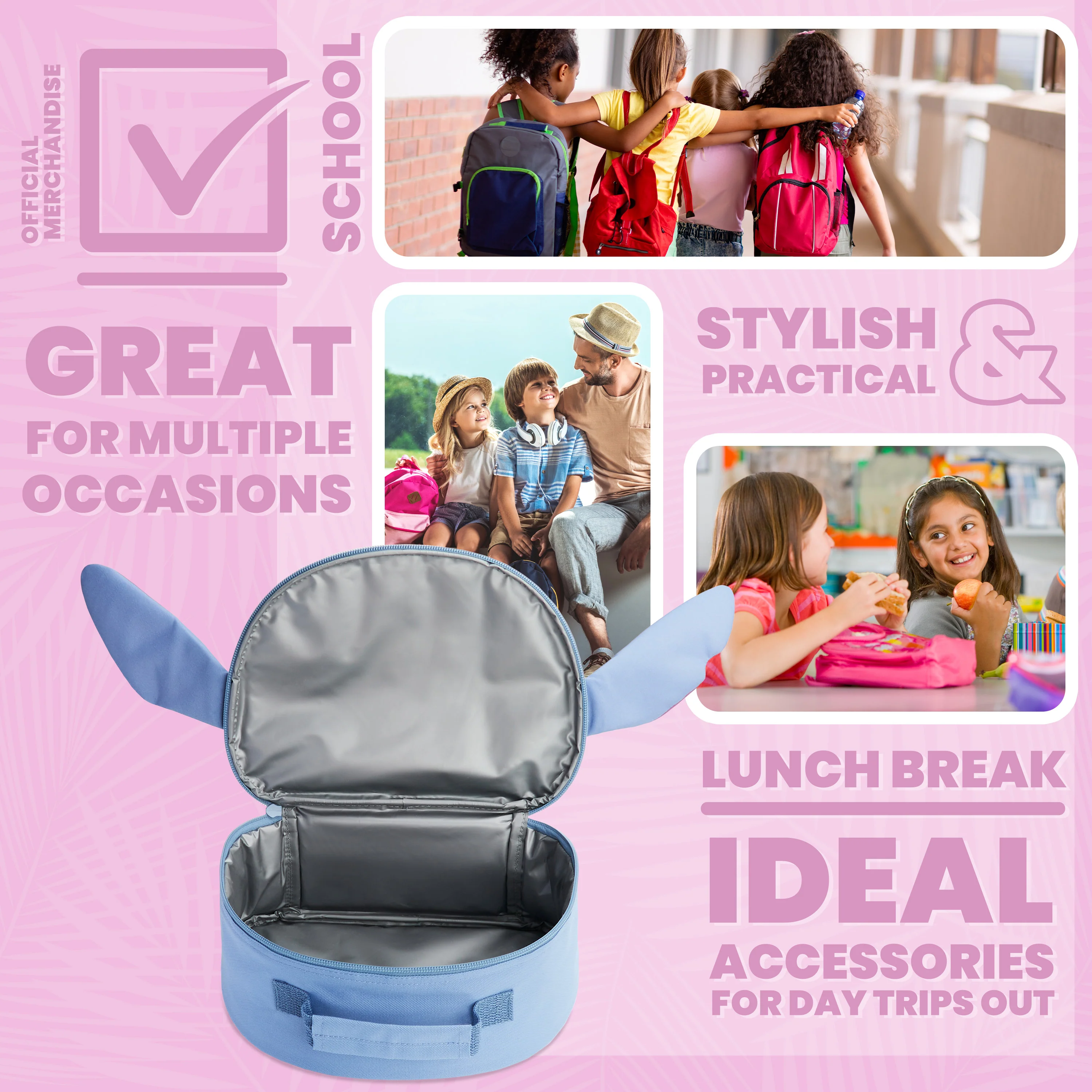 Disney Stitch Kids Lunch Bag with Insulated Lining, Lunch Cooler Bag for School  (Blue 3D) - Image 5