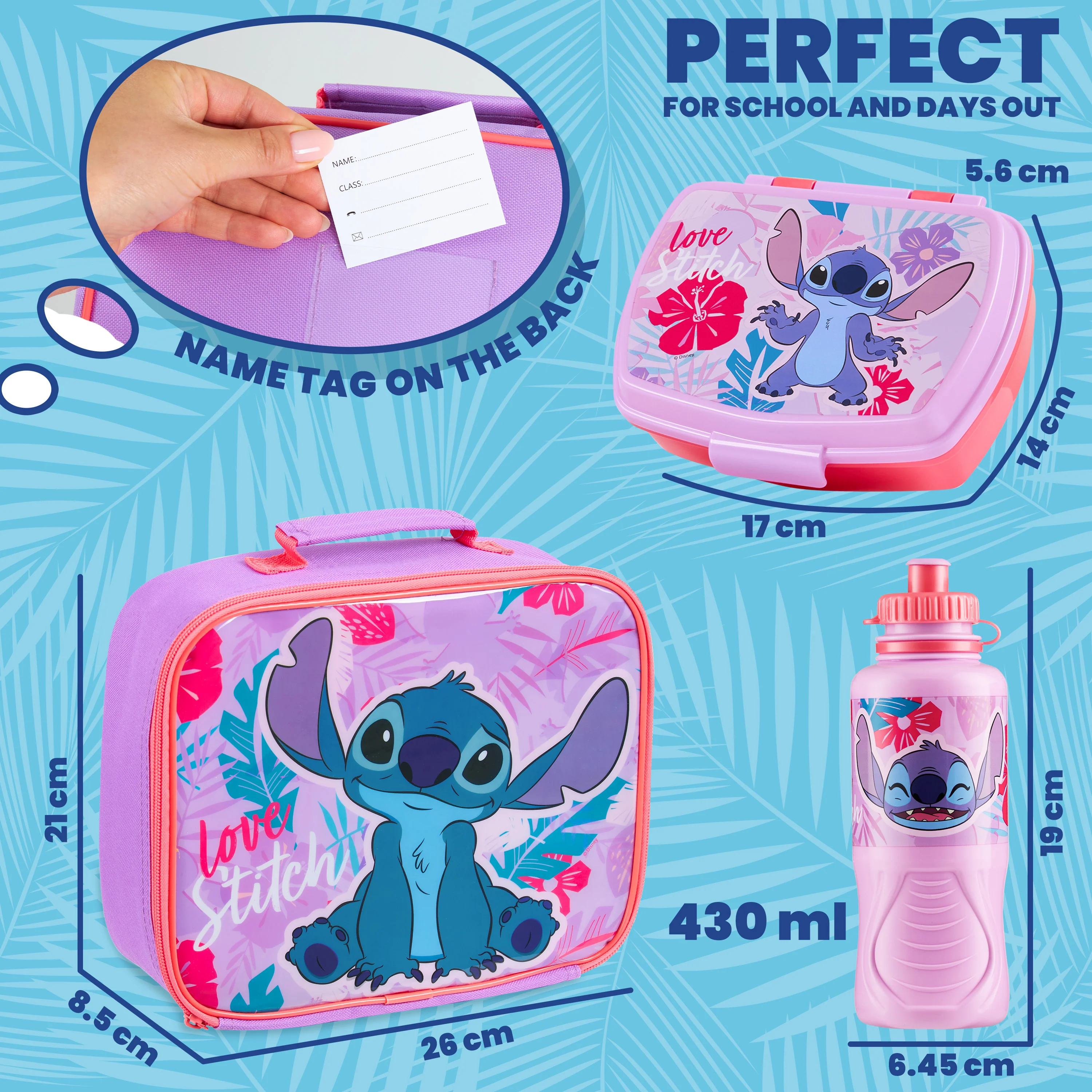 Disney Stitch Kids Lunch Box 3 Piece Set Insulated Lunch Bag Snack Box BPA Free 430ml Water Bottle School Travel Official Merchandise Stitch Gifts - Image 5