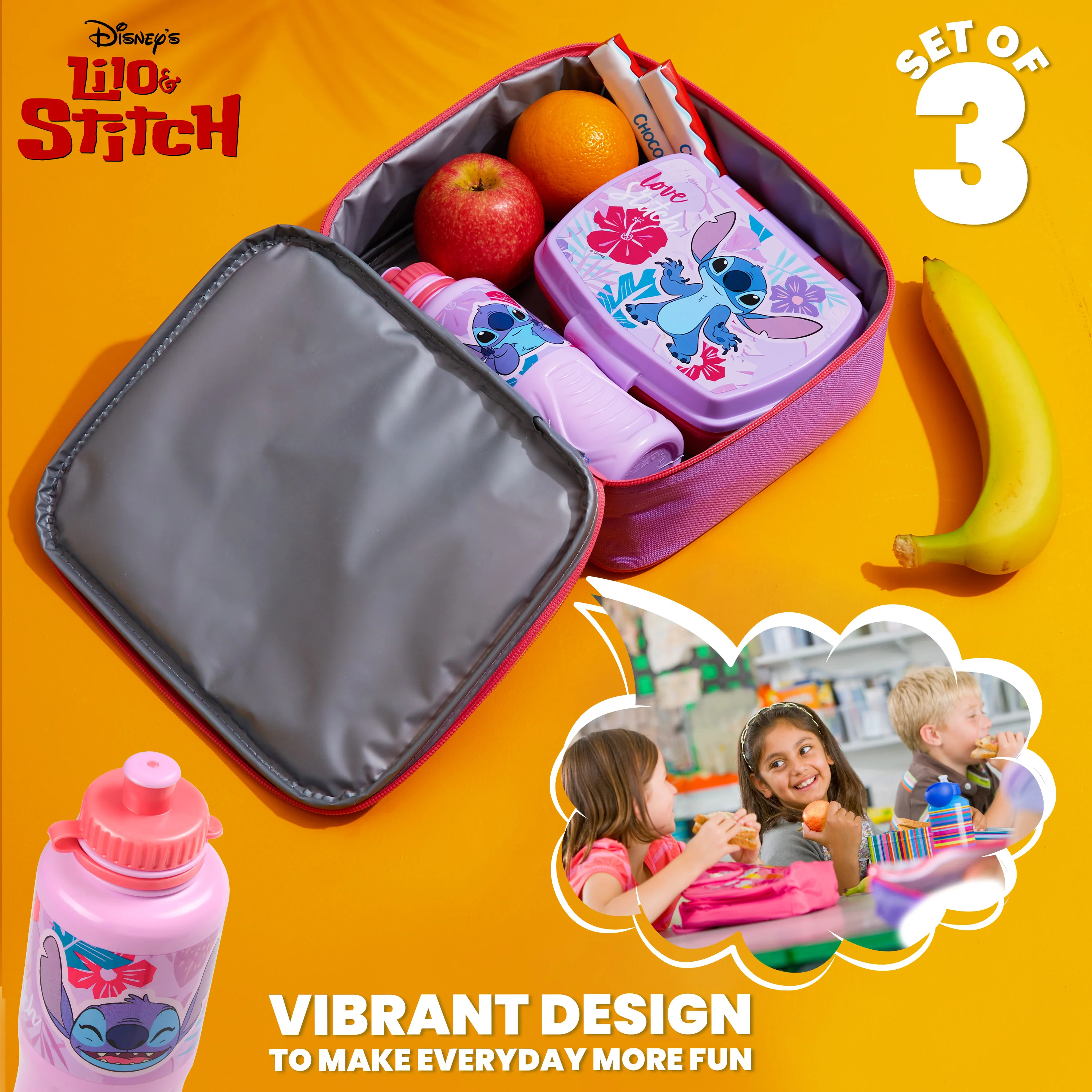Disney Stitch Kids Lunch Box 3 Piece Set Insulated Lunch Bag Snack Box BPA Free 430ml Water Bottle School Travel Official Merchandise Stitch Gifts - Image 6