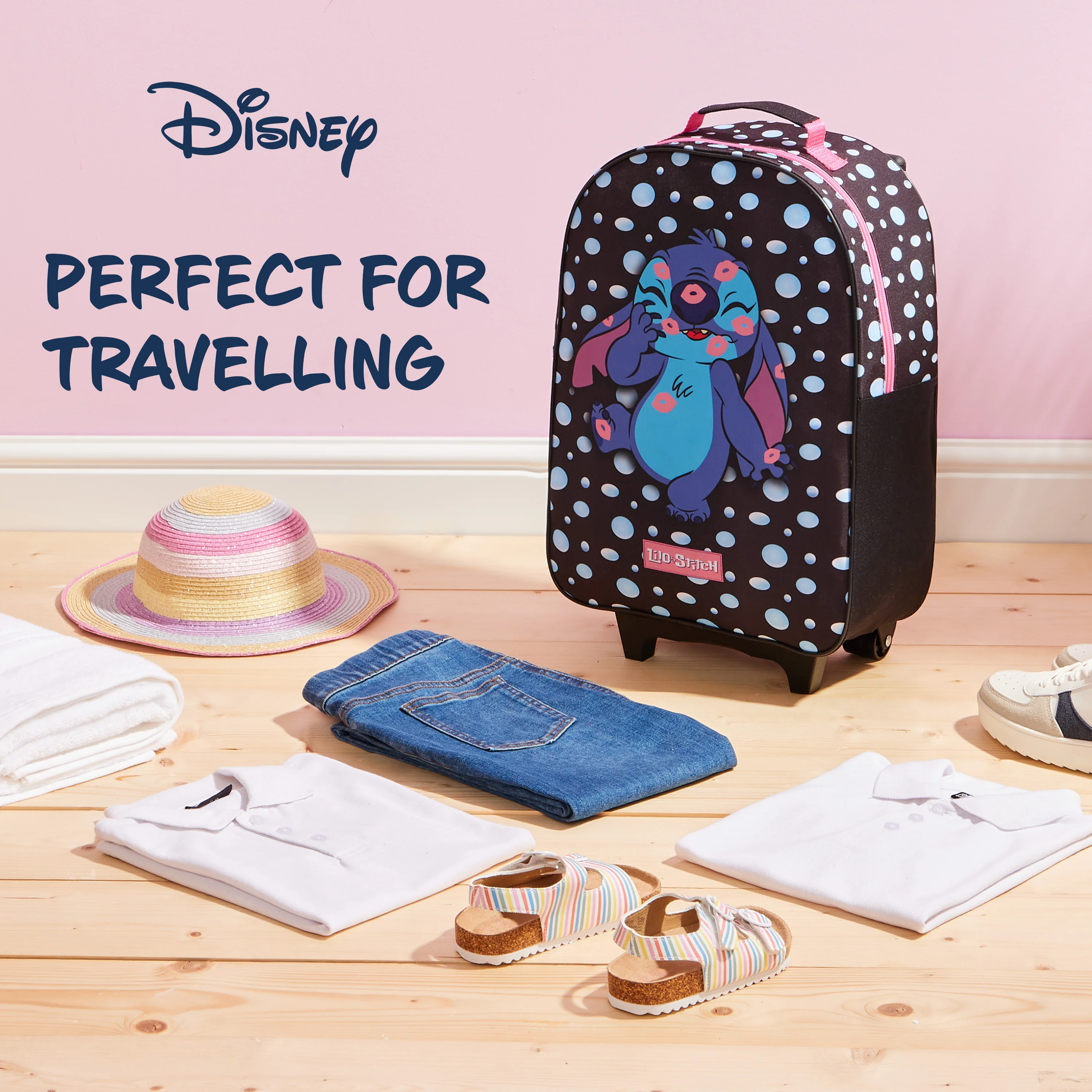 Disney Stitch Kids Suitcase, Disney Stitch Travel Bag with Wheels - Image 2