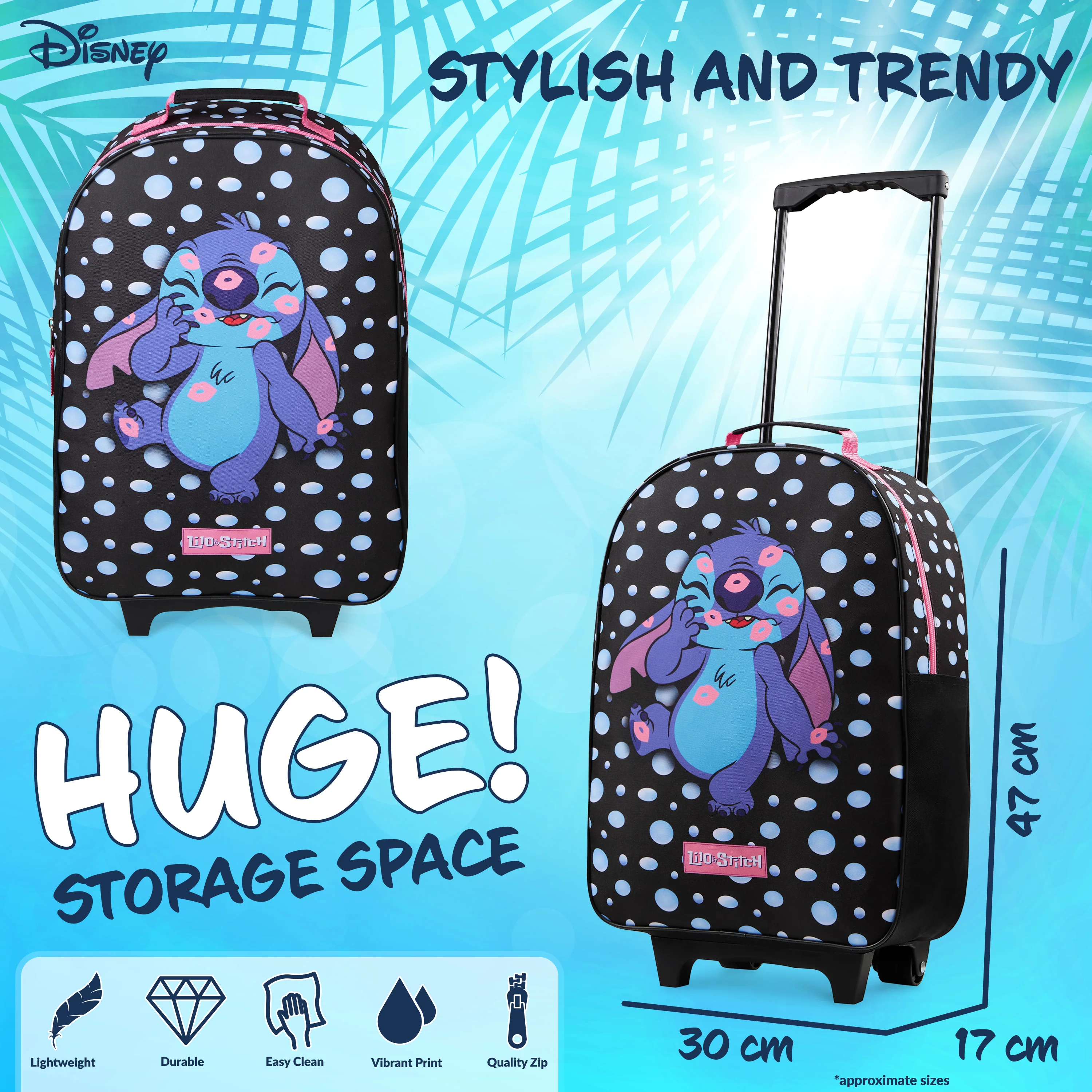 Disney Stitch Kids Suitcase, Disney Stitch Travel Bag with Wheels - Image 4