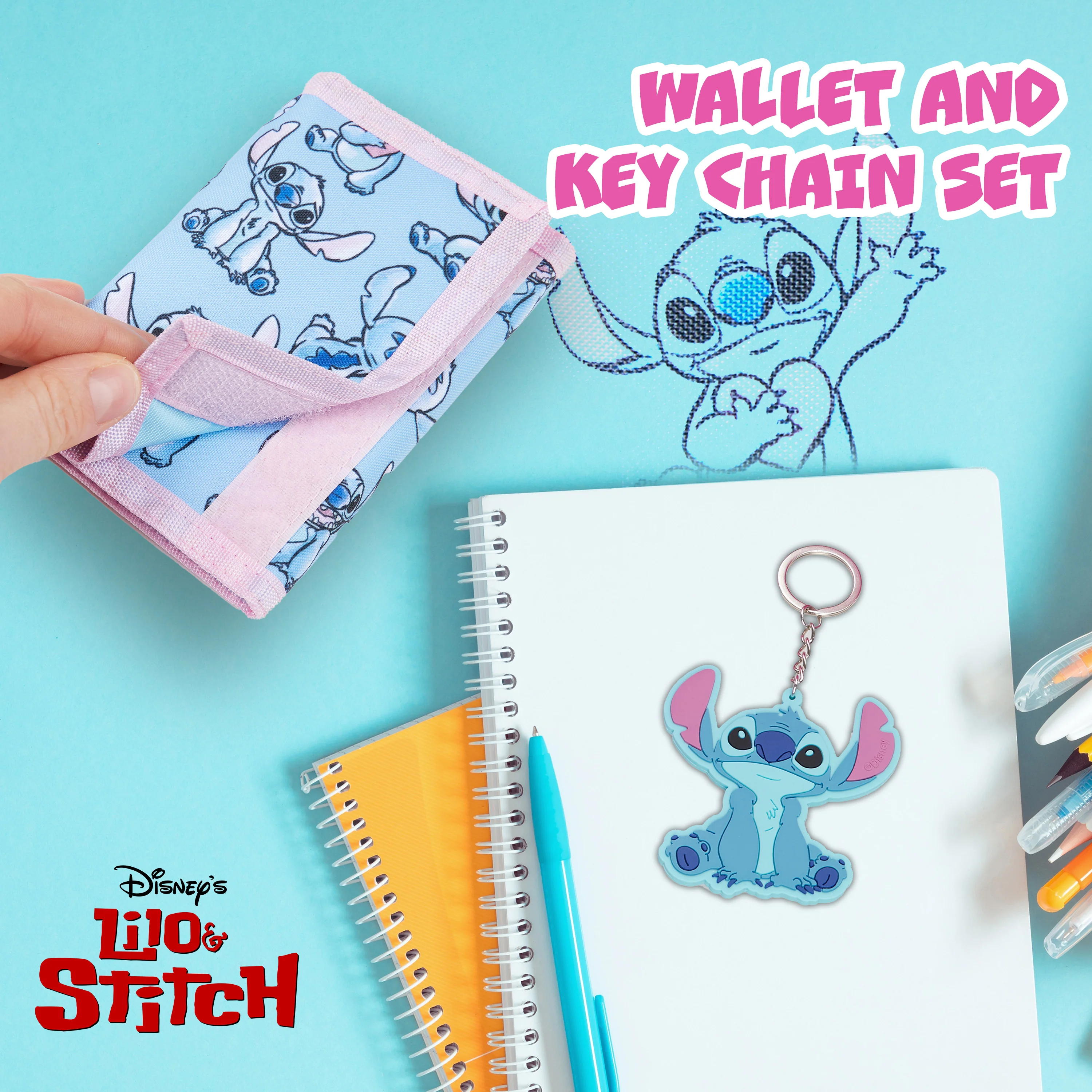 Disney Stitch Kids Wallet and Keyring Gift Set - Blue Stitch - Image 4