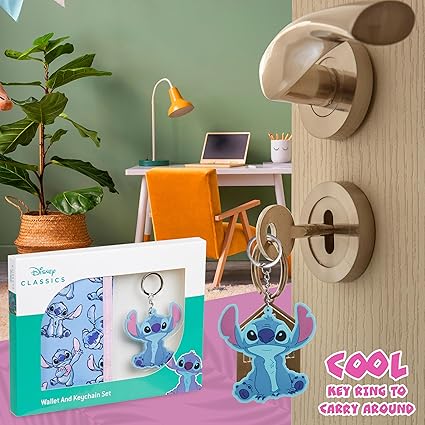 Disney Stitch Kids Wallet and Keyring Gift Set Cute Trifold Wallet with Coin Purse - Image 6