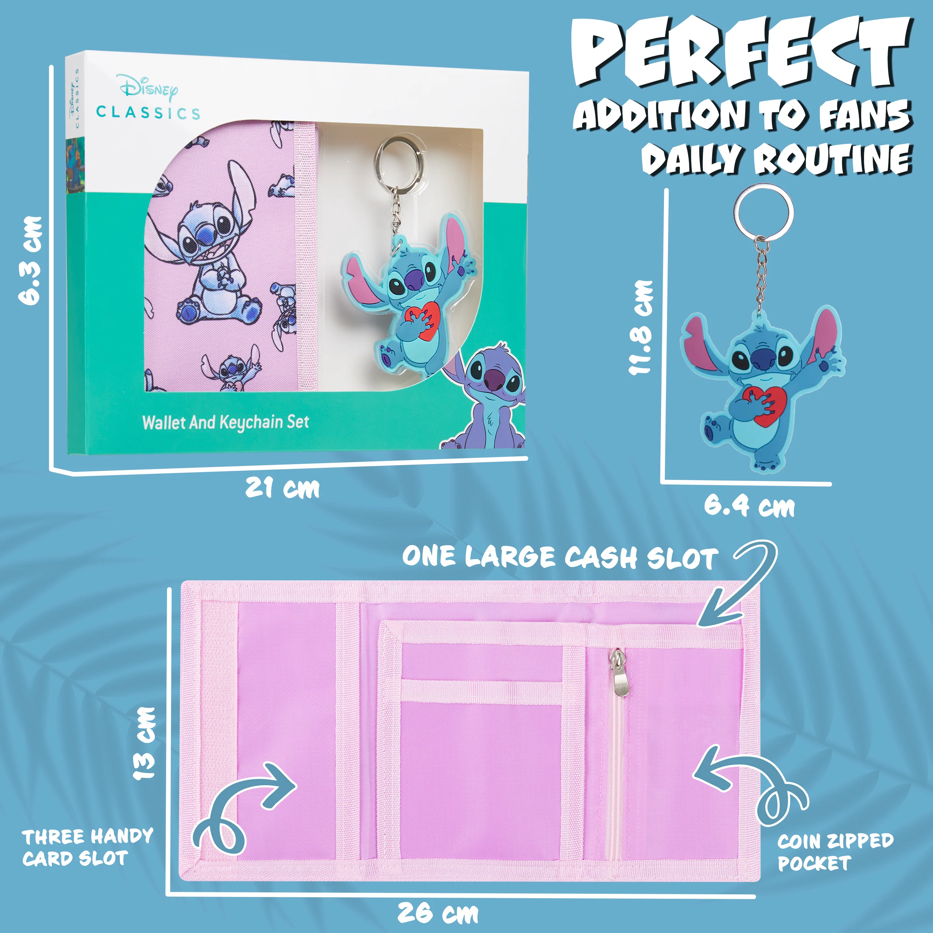 Disney Stitch Kids Wallet and Keyring Gift Set - Pink Stitch - Image 6