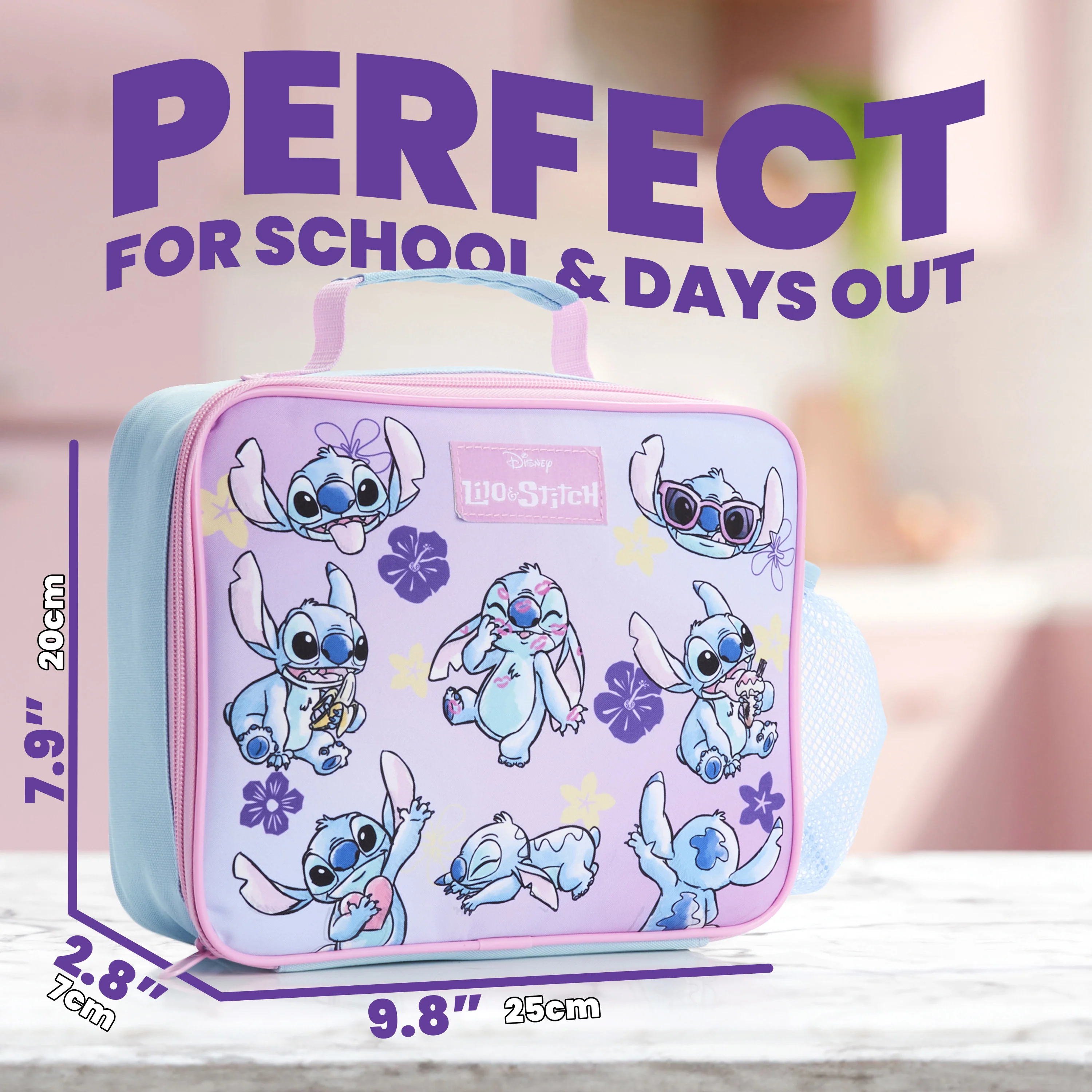 Disney Stitch Lunch Bag for Kids with Insulated Lining Portable Lunch Cooler Bag - Image 6