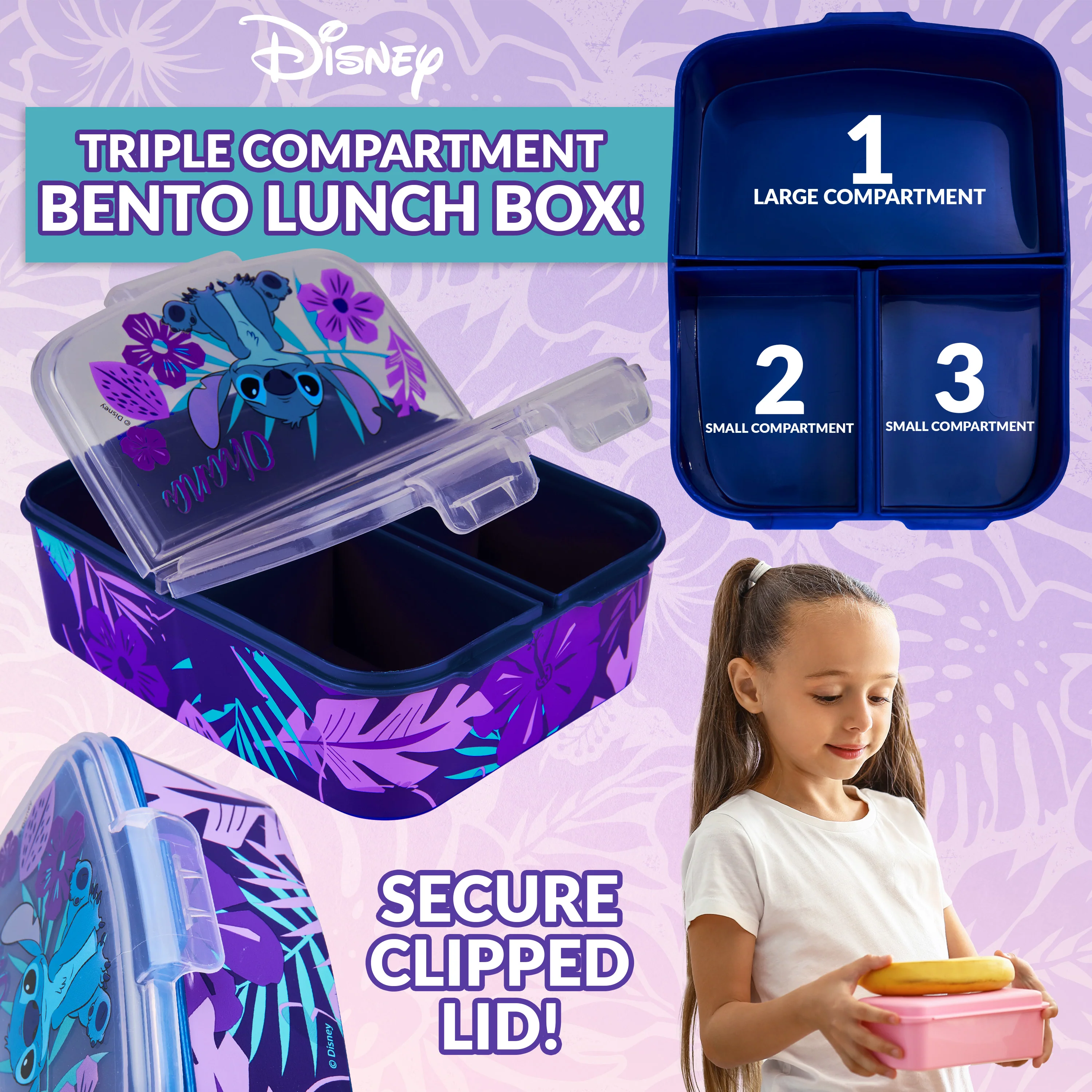 Disney Stitch Lunch Box Set for Kids with Multiple Snack Compartments and Water Bottle - Image 3