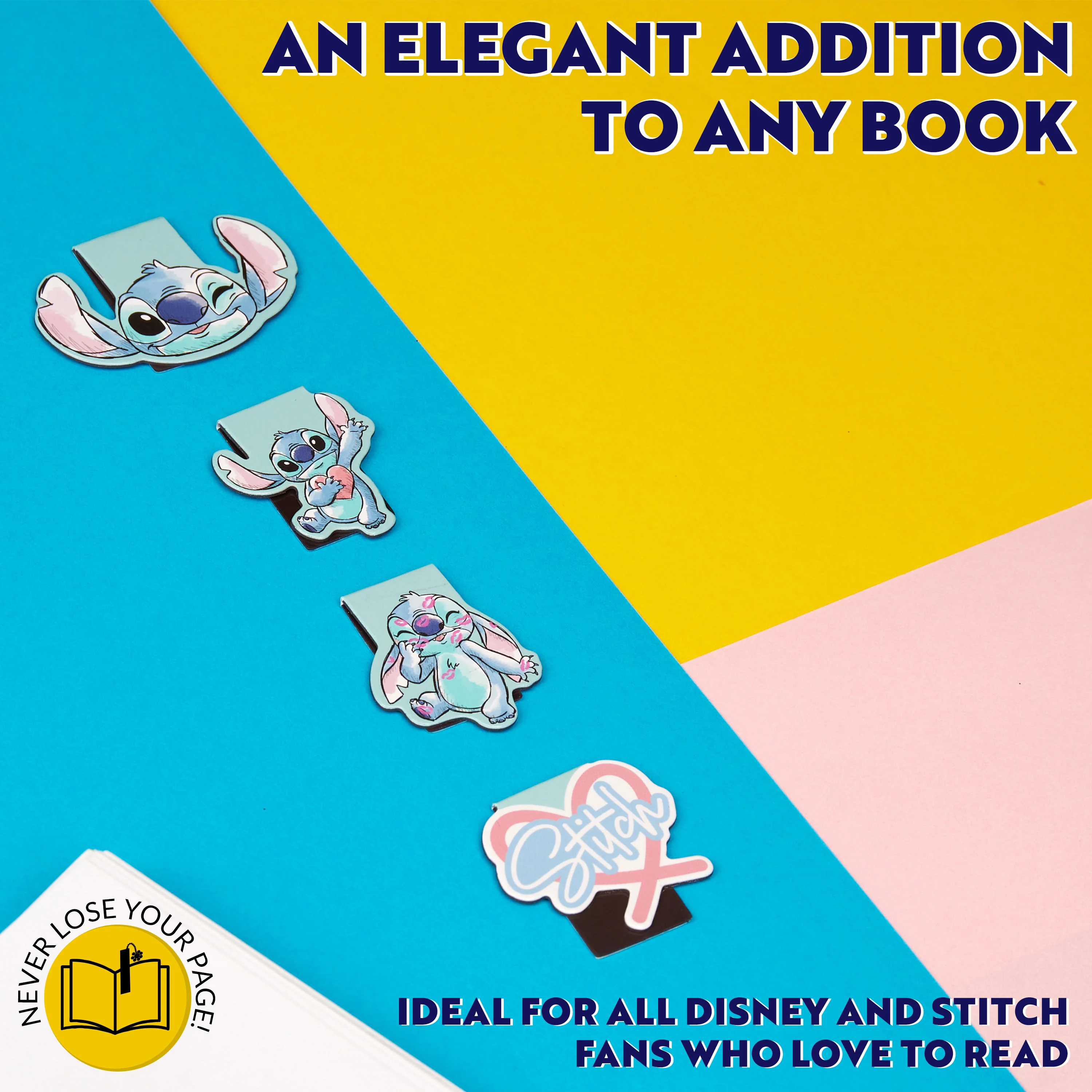 Disney Stitch Magnetic Bookmark Page Clip Pack of 4 - Stitch Gifts for Her (Blue 4 Pack) - Image 5