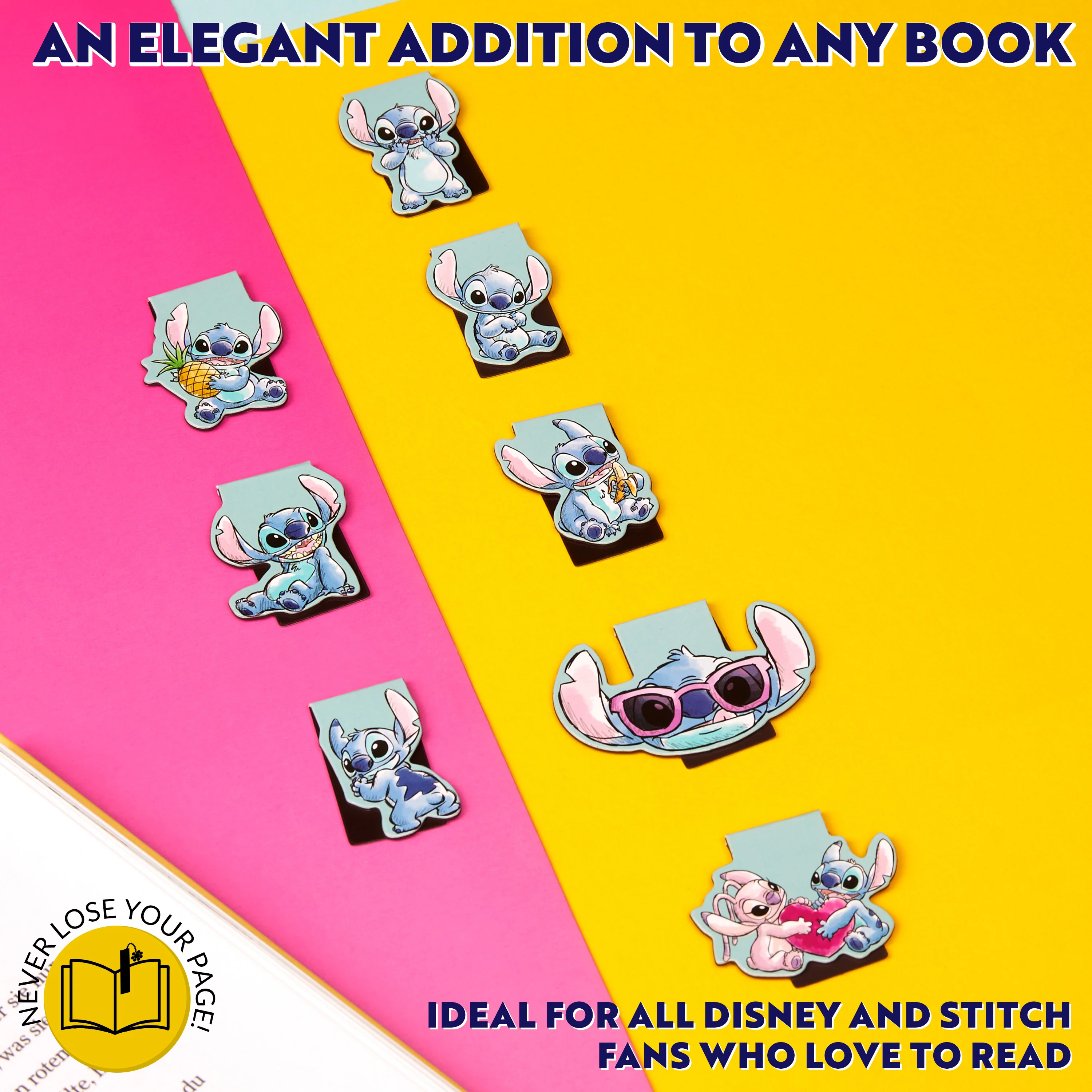Disney Stitch Magnetic Bookmark Page Clip Pack of 8 - Stitch Gifts for Her (Blue 8 Pack) - Image 5