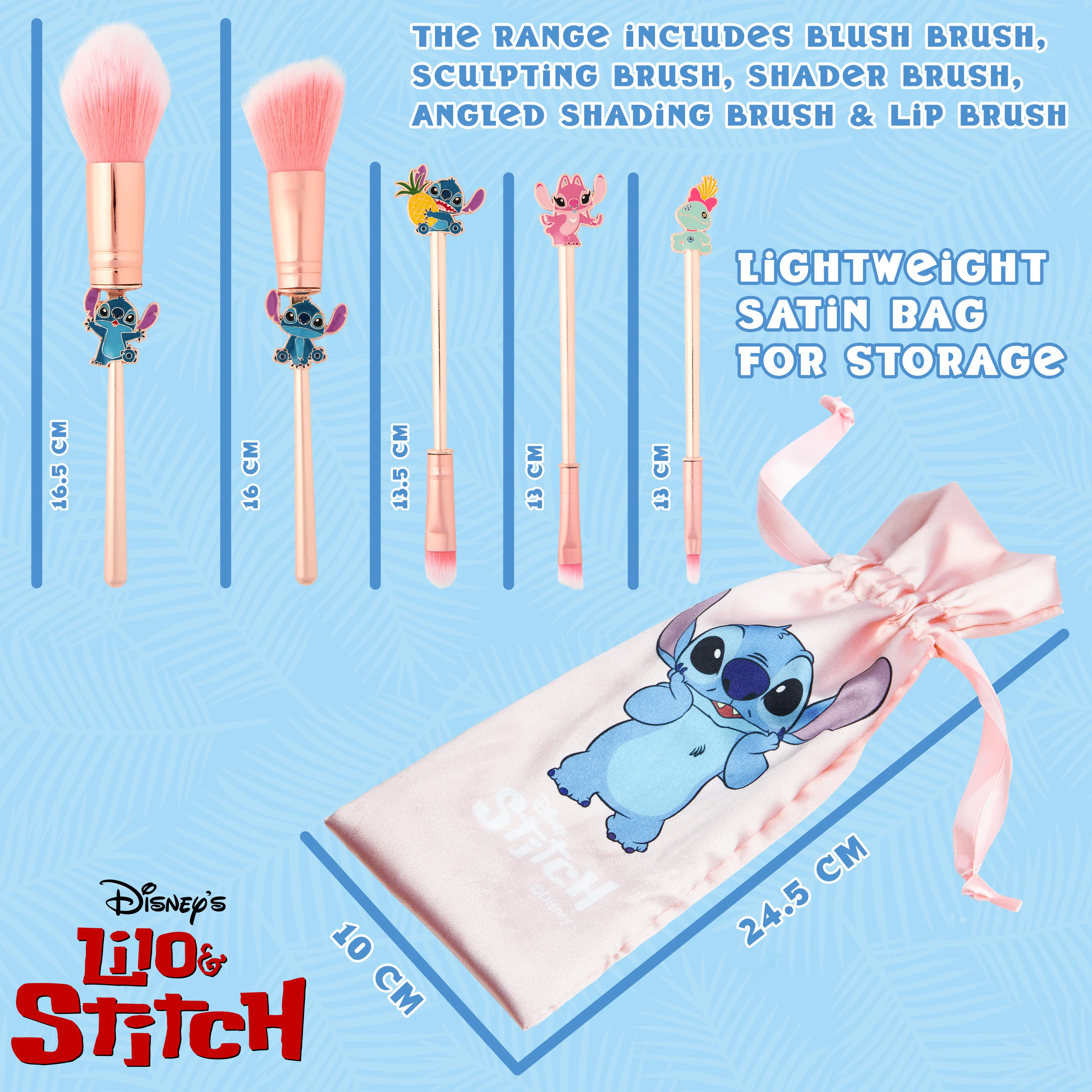 Disney Stitch Makeup Brush Set for Women - Pink - Image 6