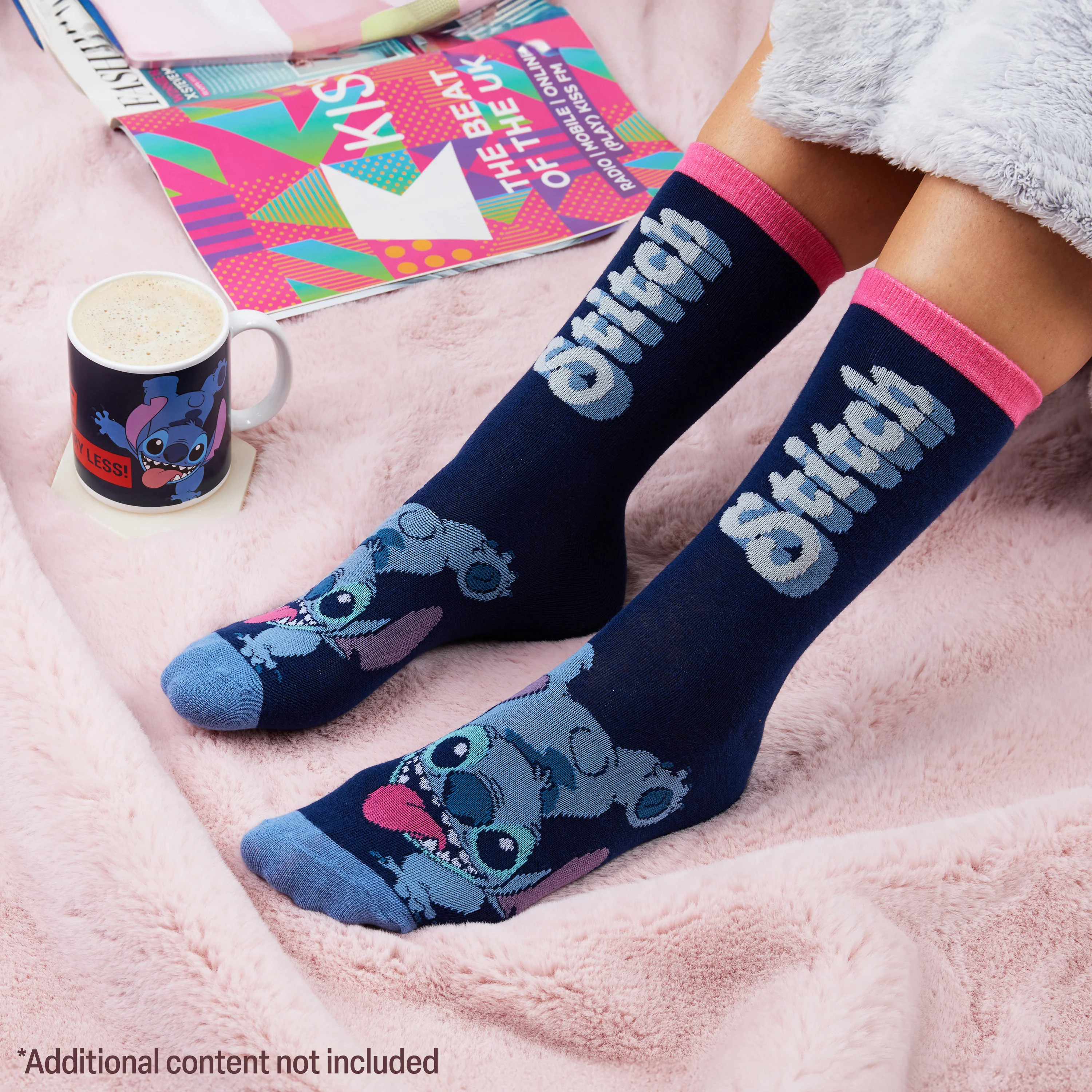 Disney Stitch Mug and Socks Gift Set for Women Calf Socks and Mug Stitch Gifts (Navy) - Image 2
