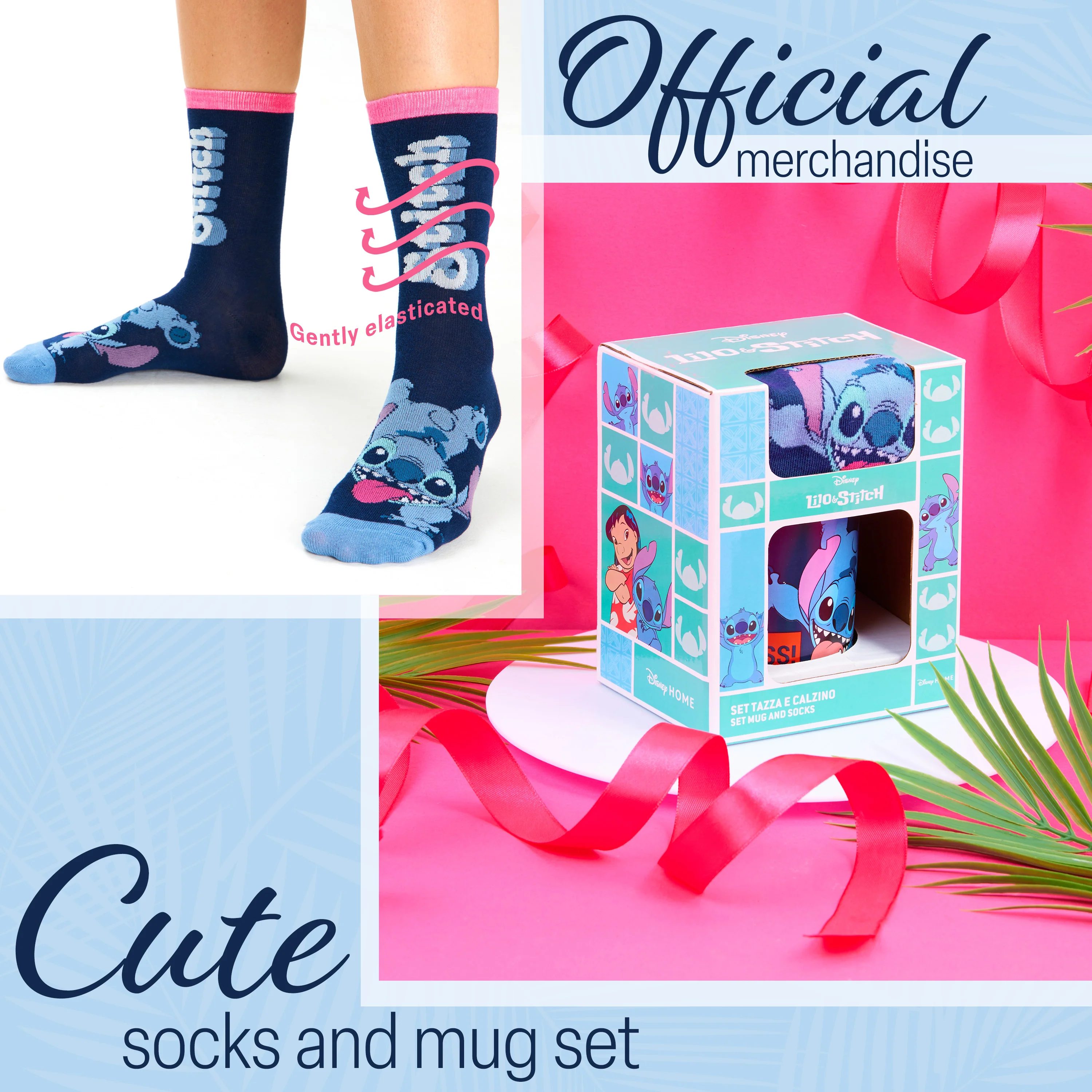 Disney Stitch Mug and Socks Gift Set for Women Calf Socks and Mug Stitch Gifts (Navy) - Image 6