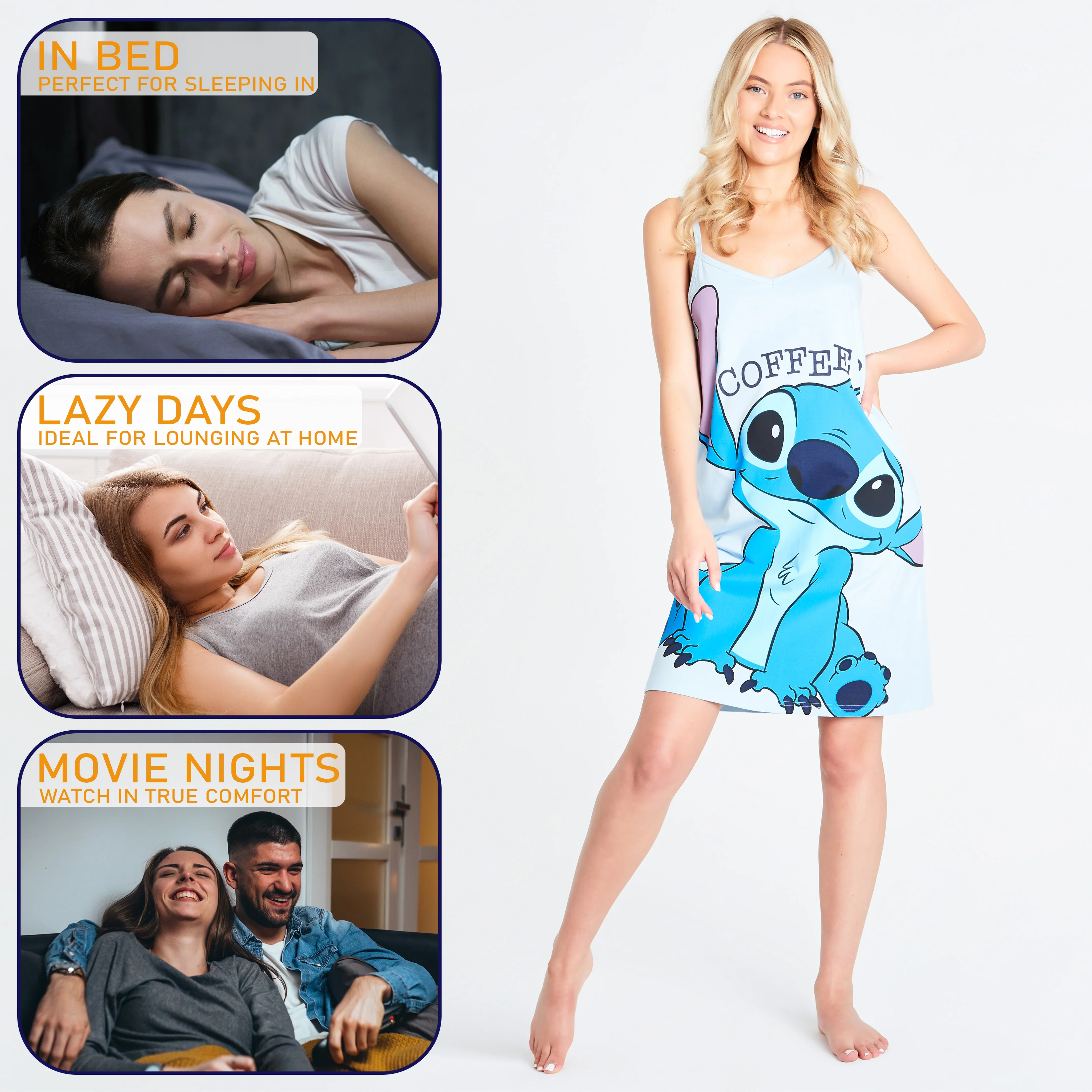 Disney Stitch Nightdress Cotton Strappy Nightie Stitch Gifts for Women - Image 3