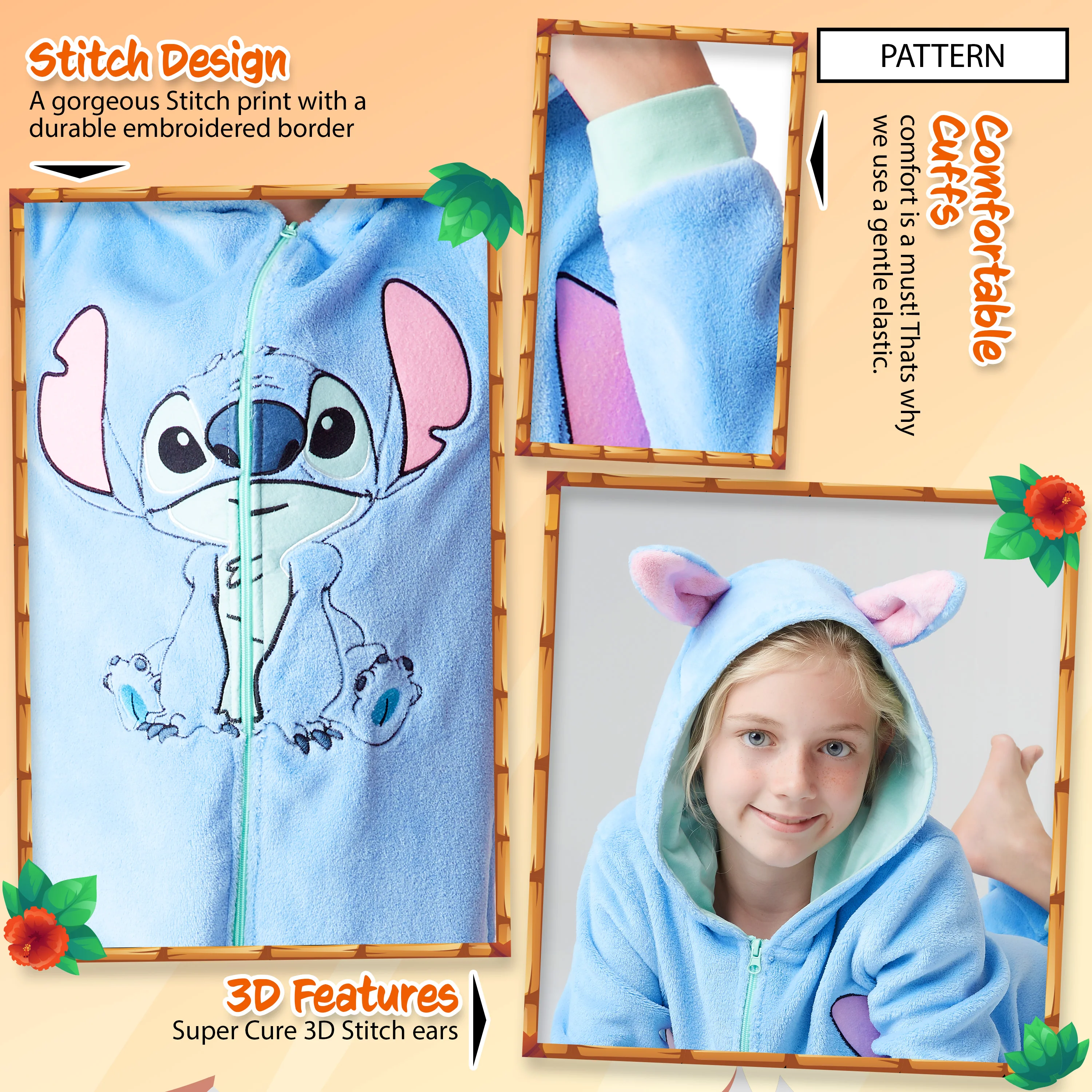 Disney Stitch Onesie for Kids Fleece Pyjamas Lounge Wear Eeyore Minnie Mouse Stitch Gifts - Image 5