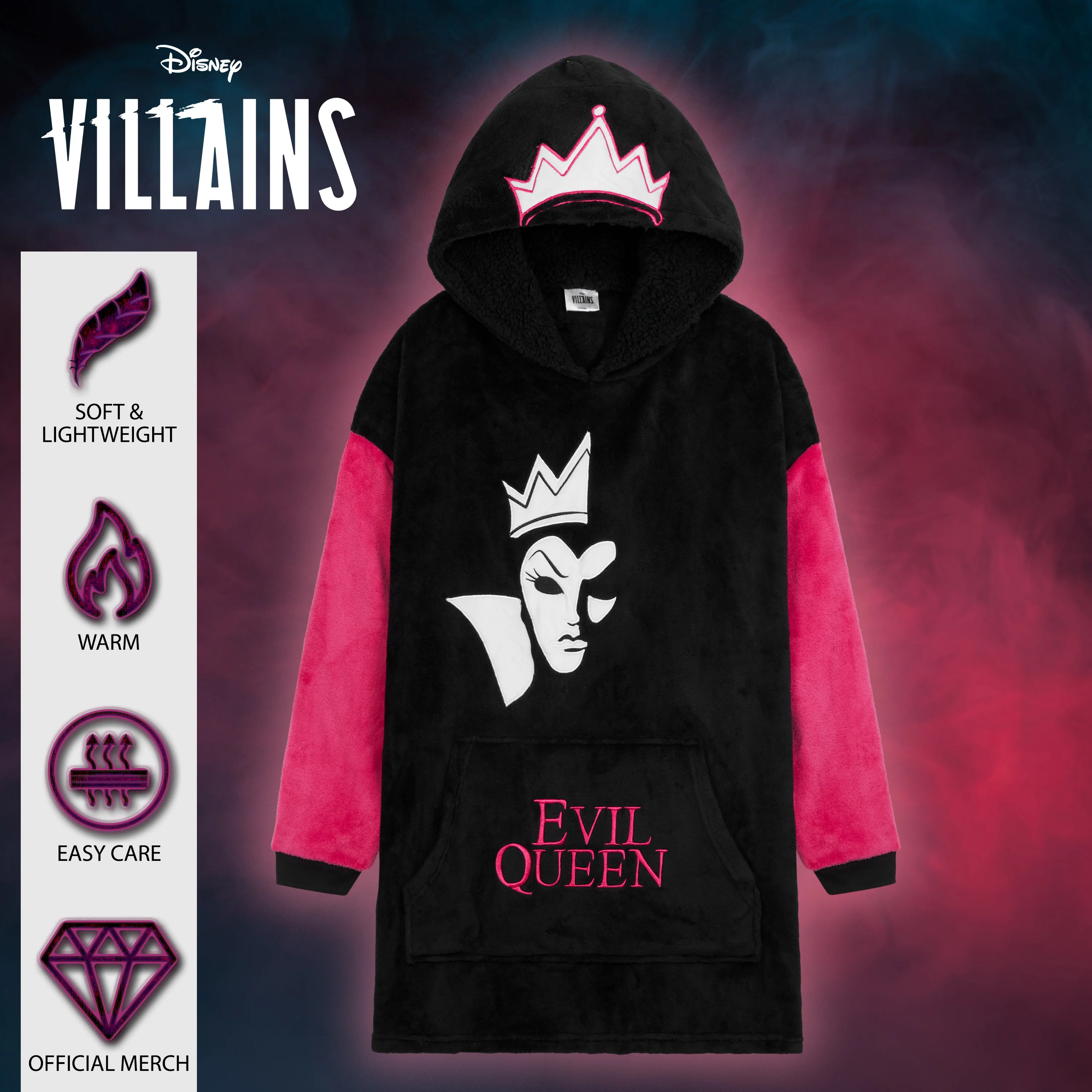 Disney Oversized Blanket Hoodie for Women - Black Evil Queen - Image 6