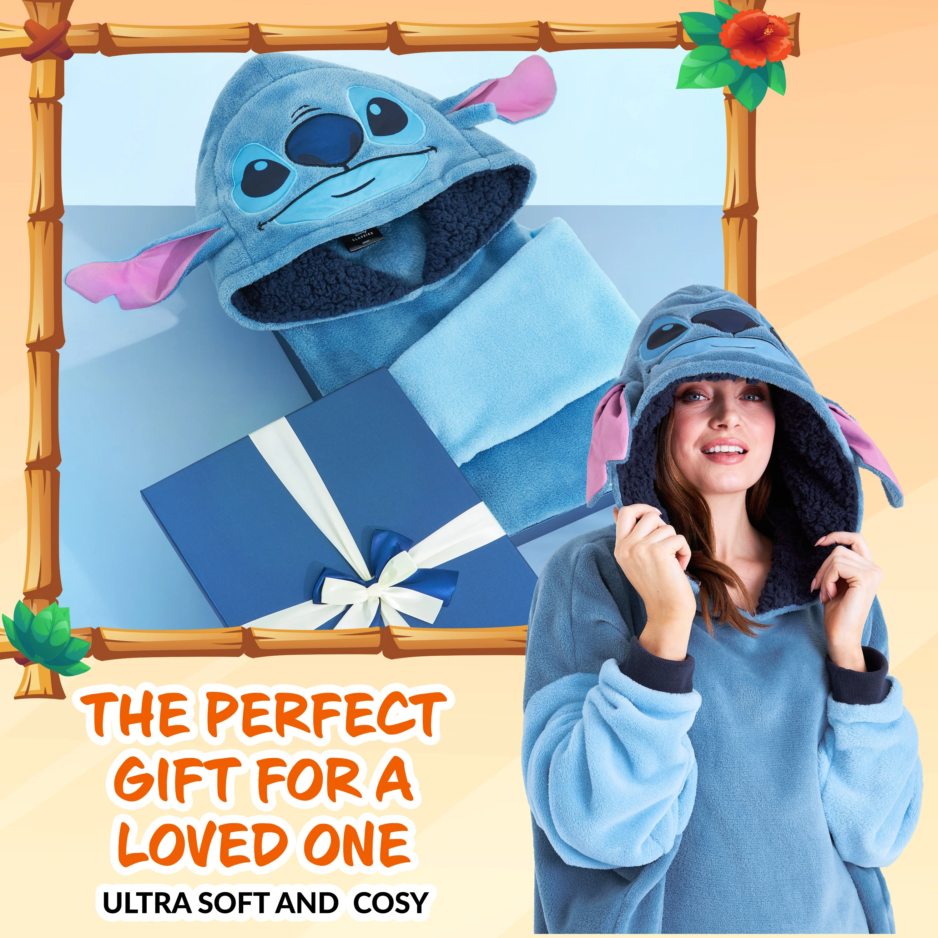 Disney Stitch Oversized Blanket Hoodie for Women - Blue Stitch - Image 2