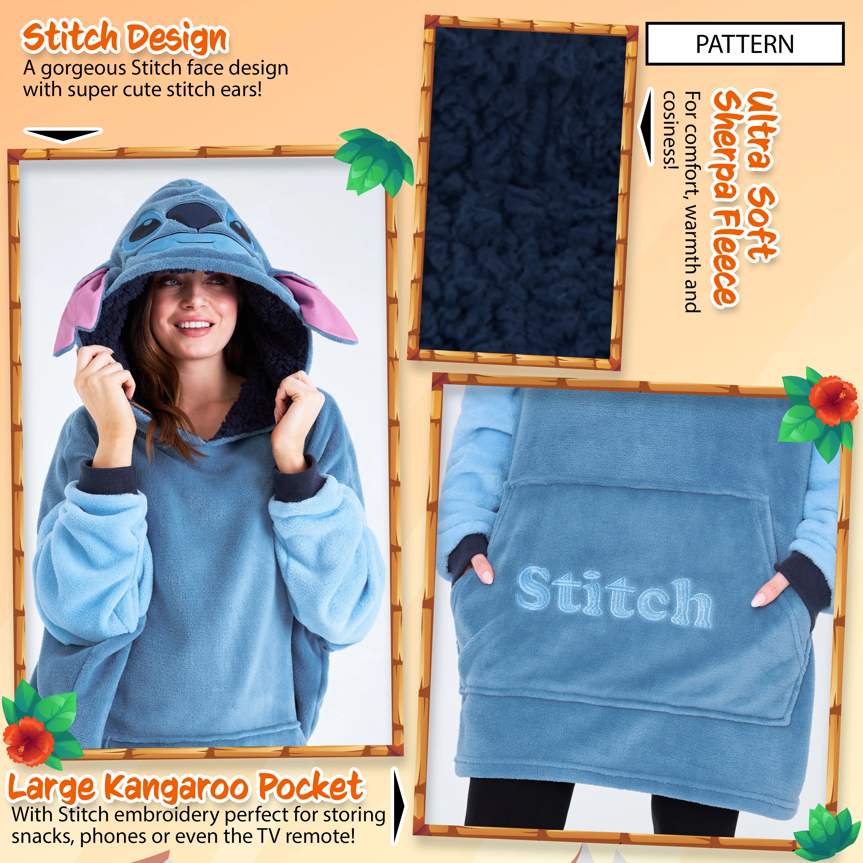 Disney Stitch Oversized Blanket Hoodie for Women - Blue Stitch - Image 4