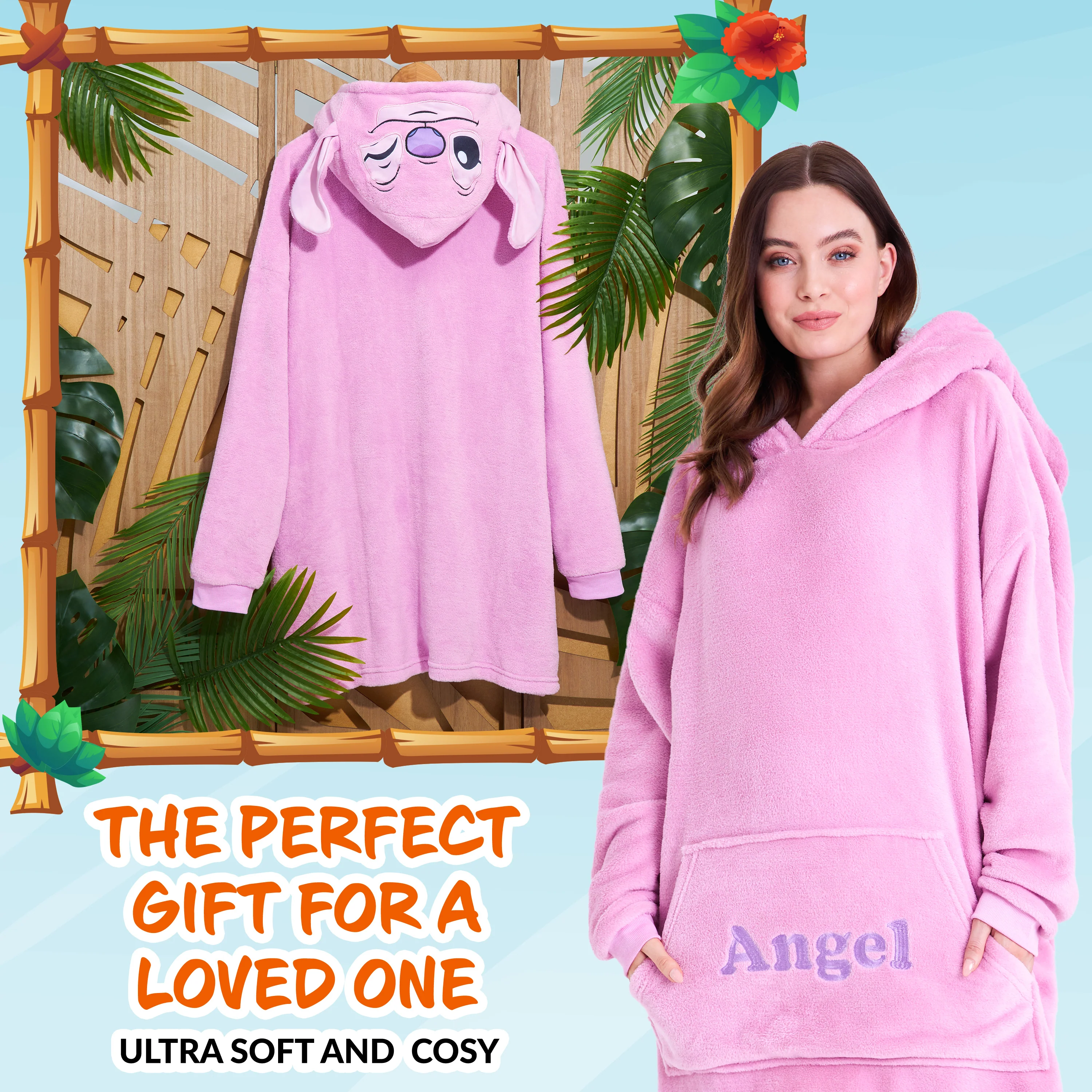 Disney Stitch Oversized Blanket Hoodie for Women - Pink Angel - Image 2