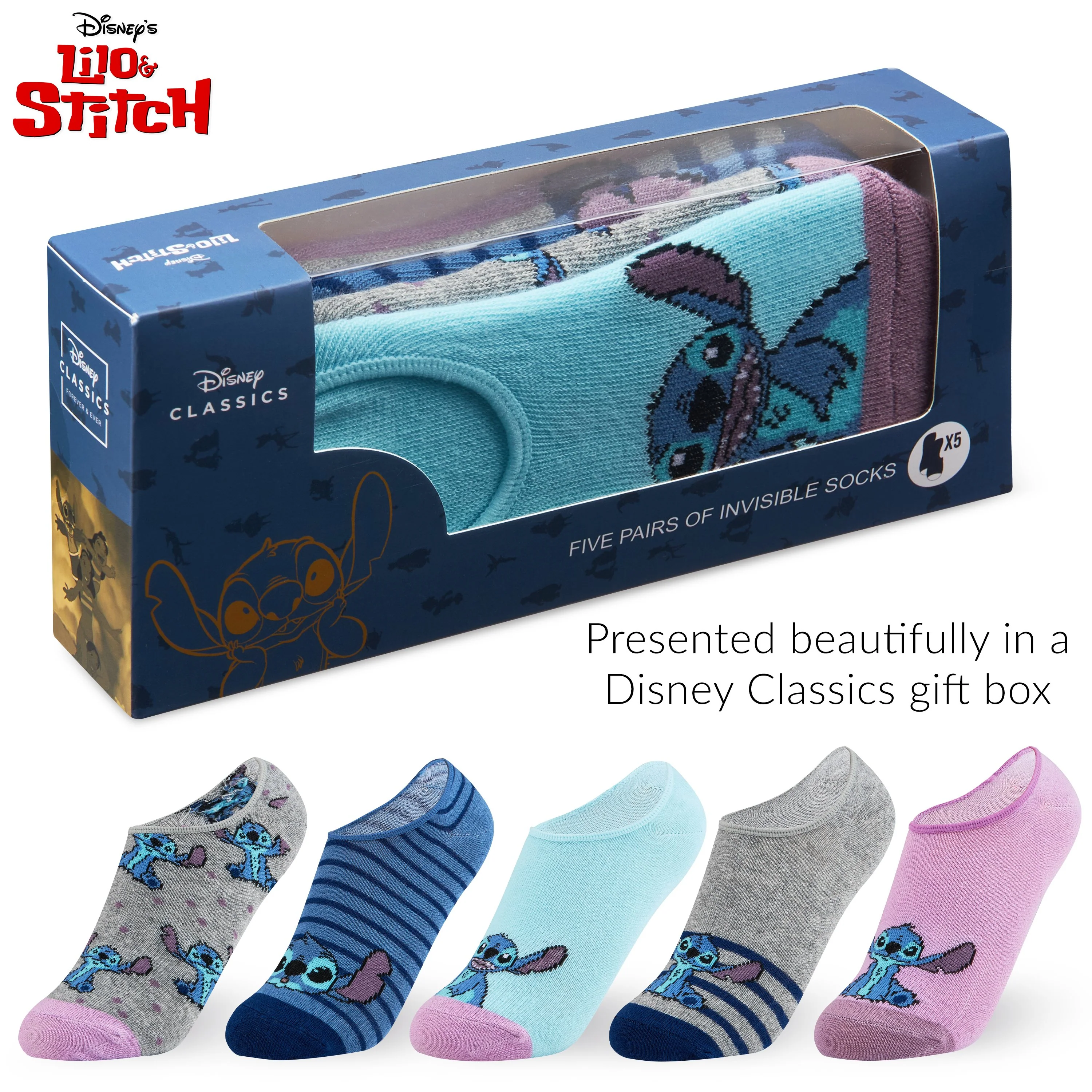 Disney Stitch Pack of 5 Socks for Girls, No Show Socks, Liner Socks Stitch Disney Gifts - Image 7