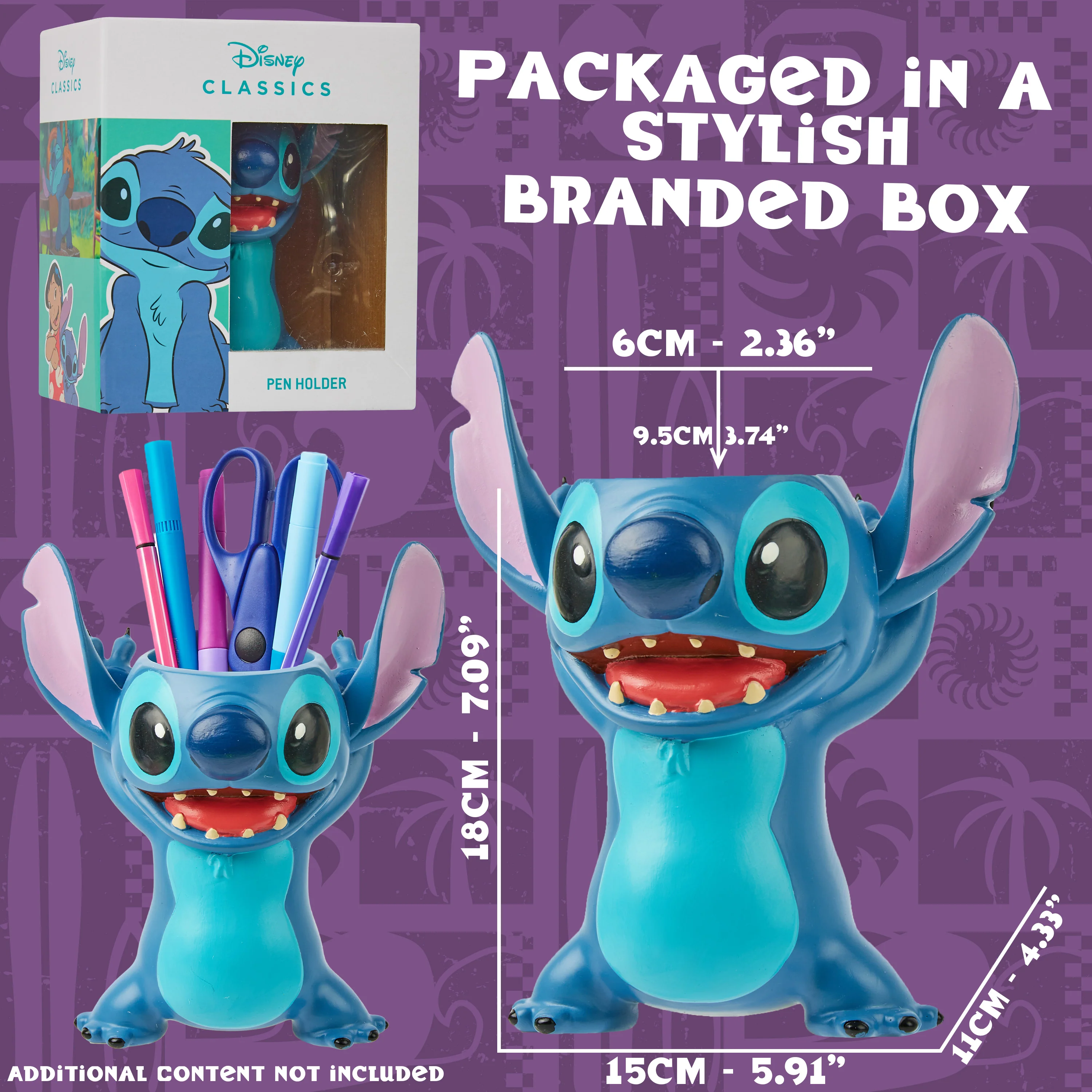 Disney Stitch Pen Holder, Office or Desk Organisation 11x15x18cm - Stitch Gifts - Image 6
