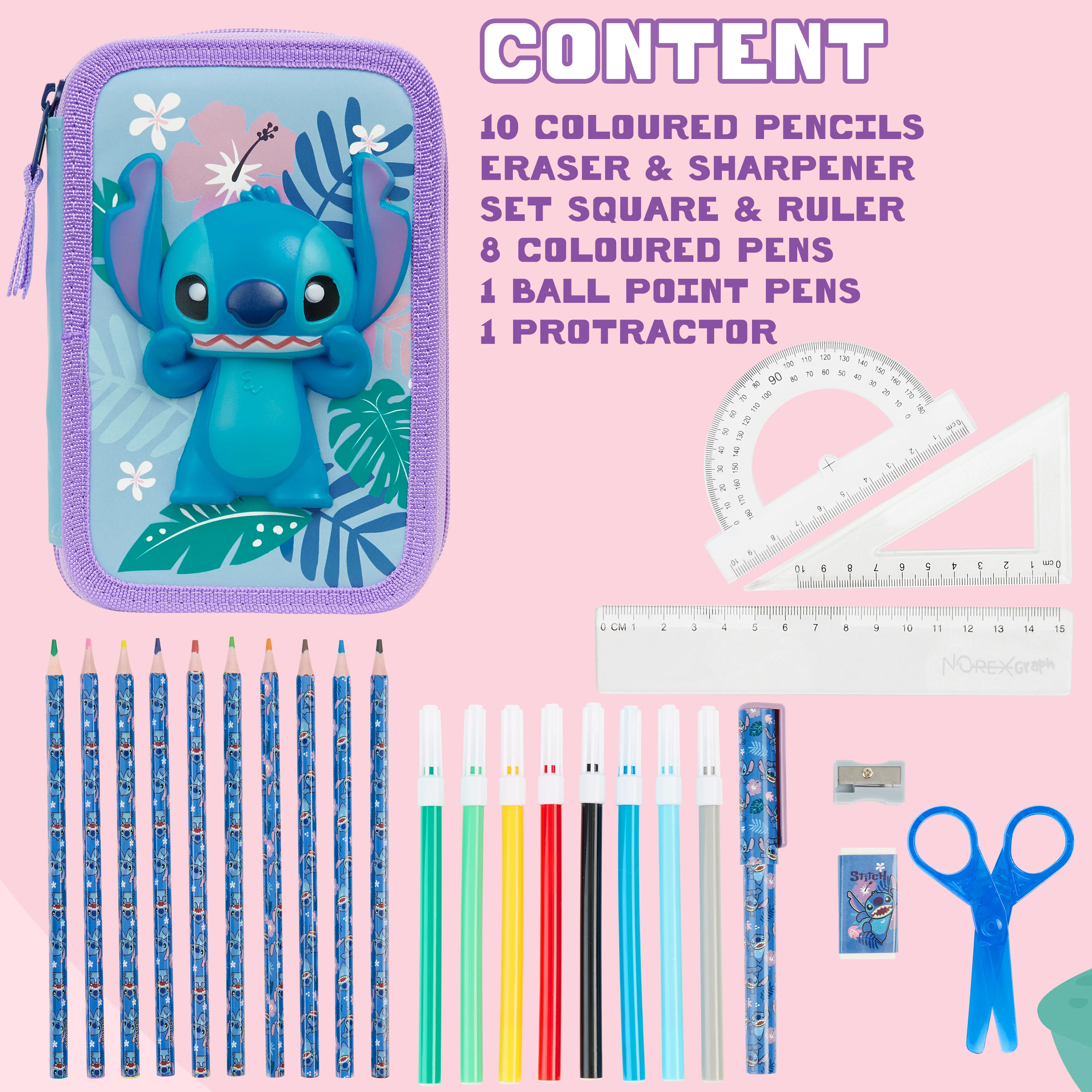 Disney Stitch Pencil Case 2 Compartments Filled Pencil Case - Image 6