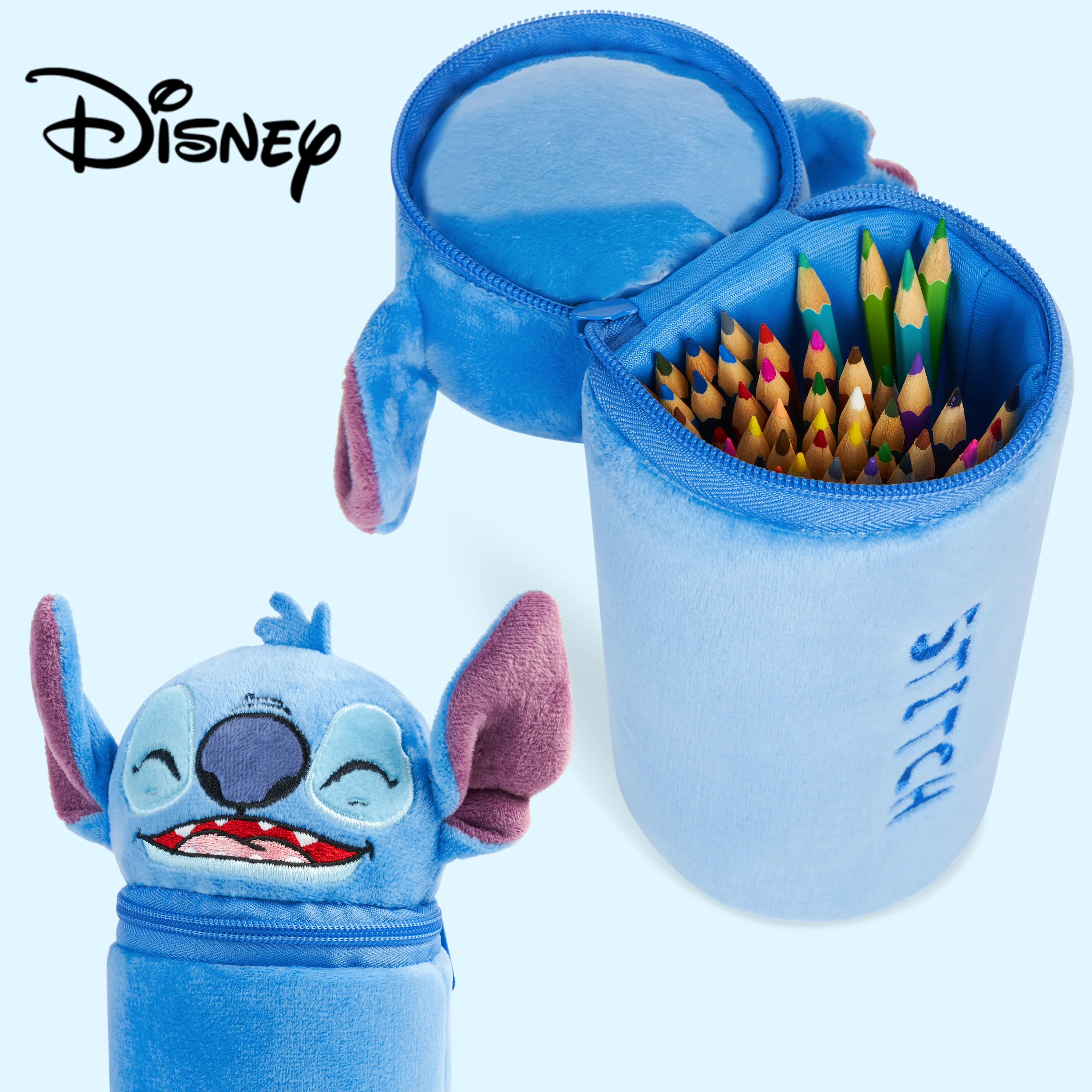 Disney Stitch Pencil Case with 48 Colouring Pencils Included - Blue - Image 3