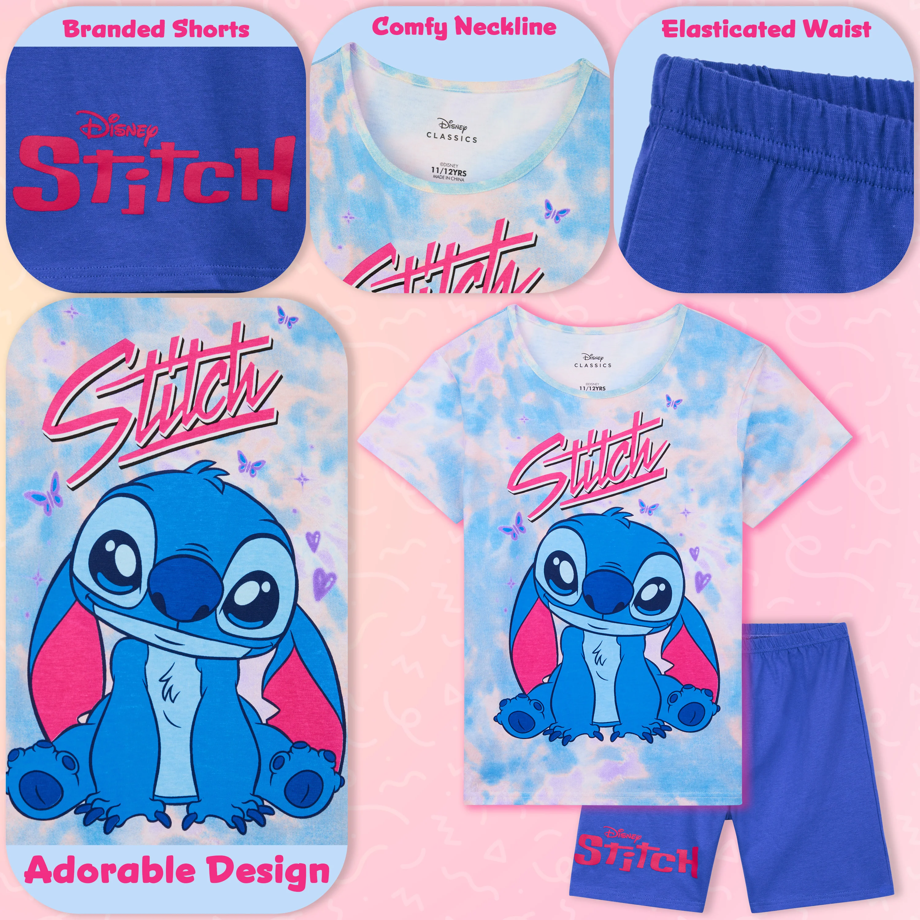 Disney Stitch Pyjamas for Girls & Teenagers Short Sleeve PJs Set Soft Breathable Nightwear - Image 4