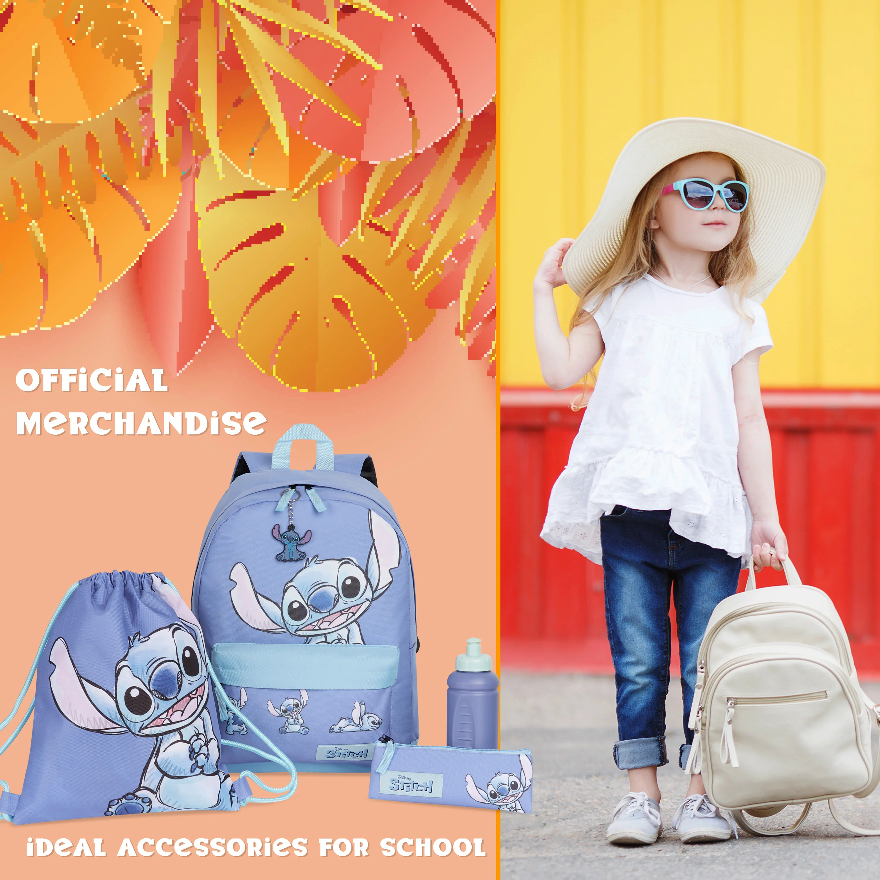 Disney Stitch School Bag Set, 5 Pieces with Backpack, Drawstring Bag, Pencil Case, Water Bottle & Keyring - Stitch Gifts - Image 4