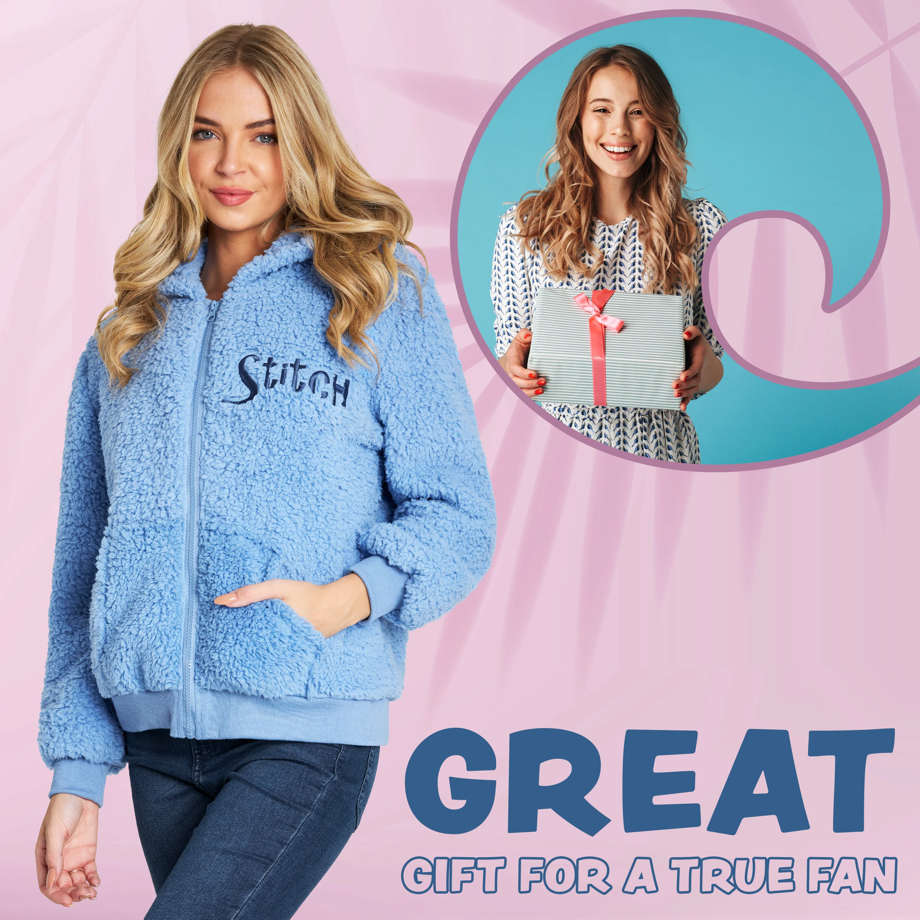 Disney Stitch Sherpa Hoodie for Girls, Zip Up Fleece Fluffy Hoodie for Kids Teens - Image 4